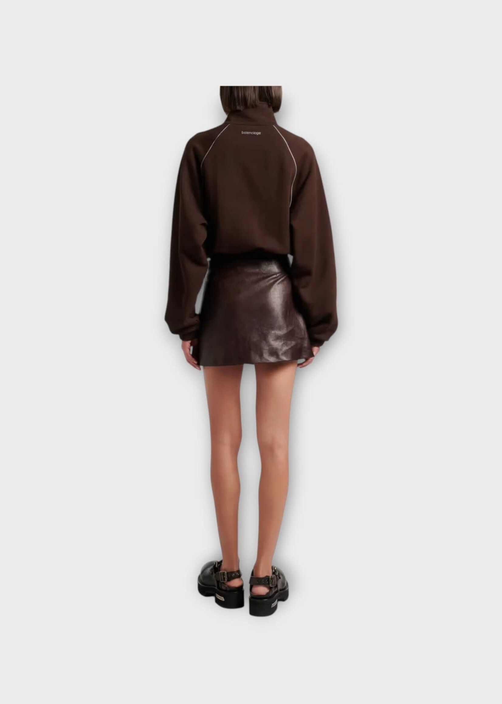 Balenciaga Balenciaga Skirt, Brown, Calf Leather Mini Skirt Coffee