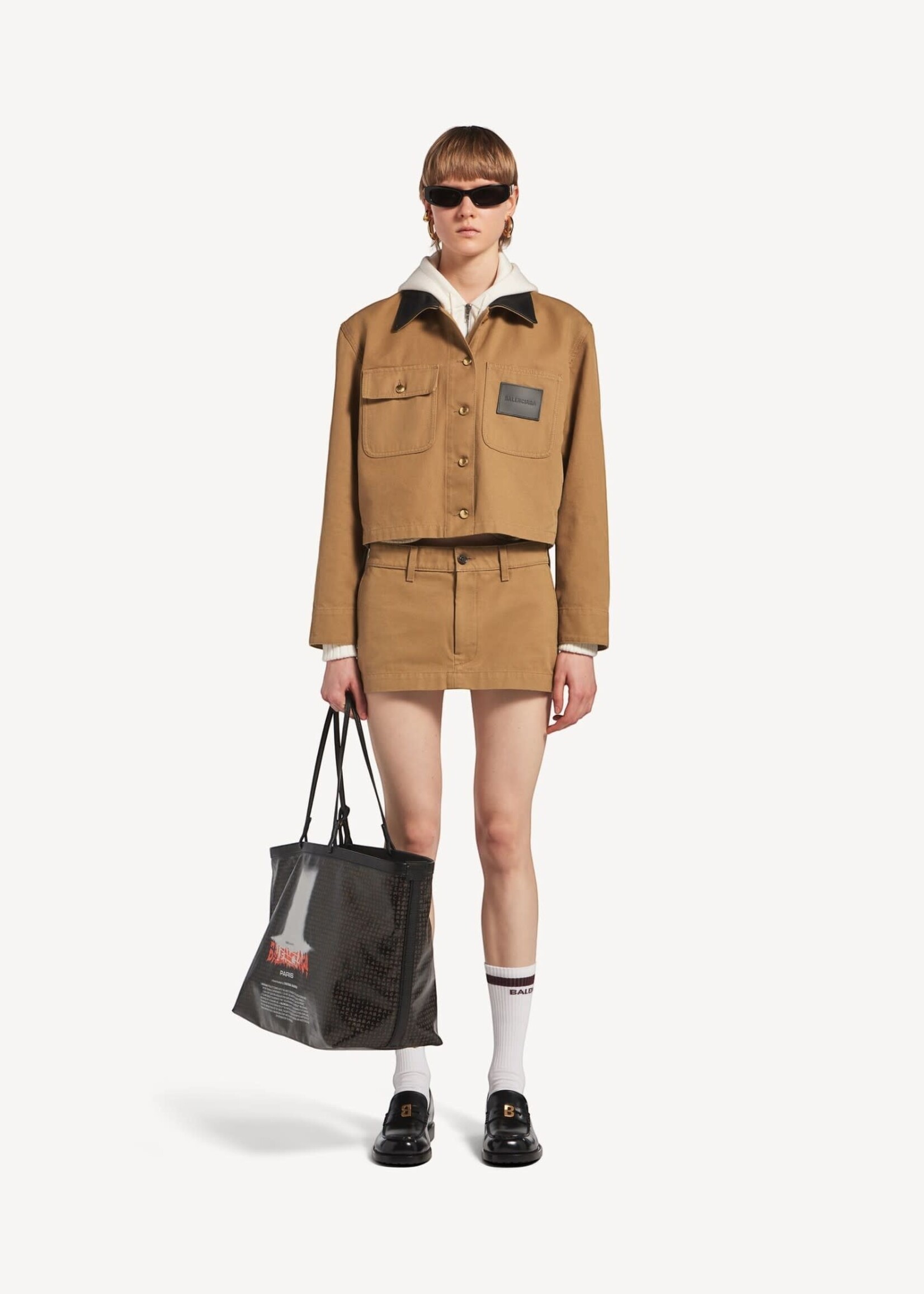 Balenciaga Balenciaga Jacket, Beige, Cotton Cropped Workwear Jacket in Beige w/ Chest Pocket