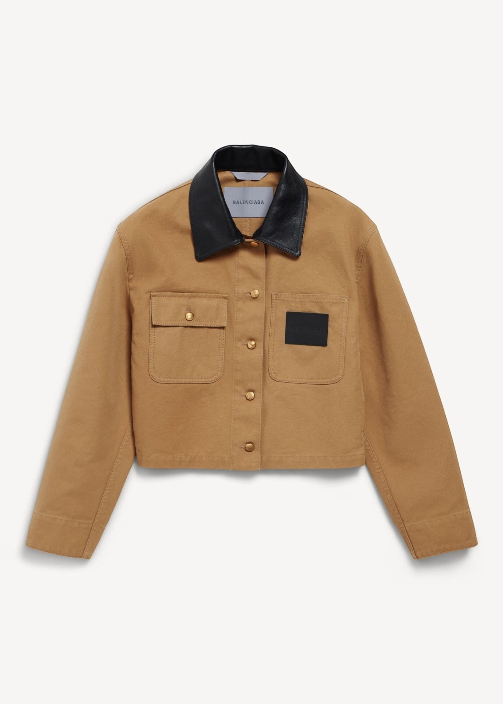 Balenciaga Balenciaga Jacket, Beige, Cotton Cropped Workwear Jacket in Beige w/ Chest Pocket
