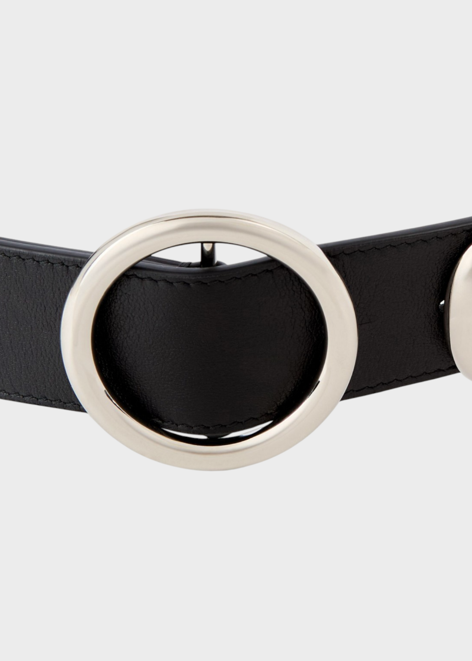 Givenchy Givenchy Belt, Black, Hoop Belt 40MM In Black w/ Silver Buckle