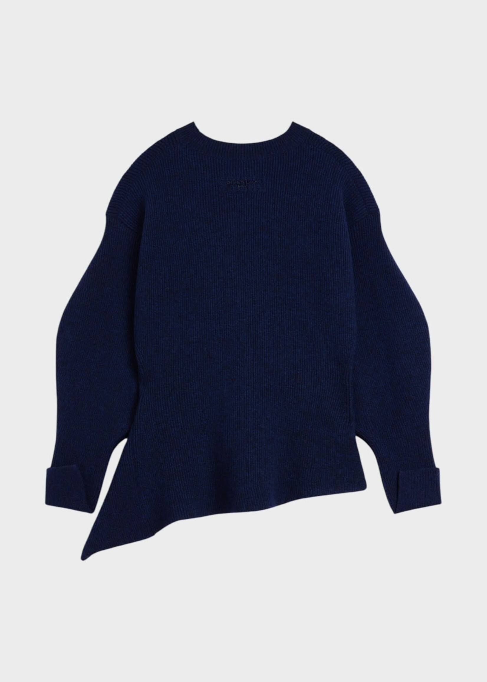 Givenchy Givenchy Knitwear, Blue, Crew Neck Asymmetric Long Jumper In Cobalt Blue