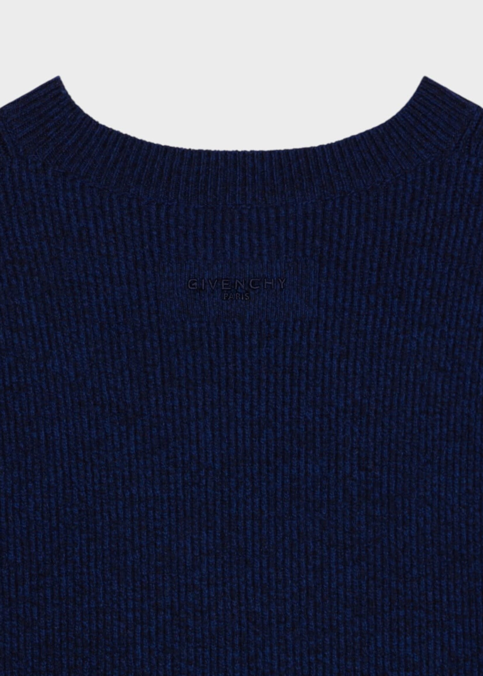 Givenchy Givenchy Knitwear, Blue, Crew Neck Asymmetric Long Jumper In Cobalt Blue
