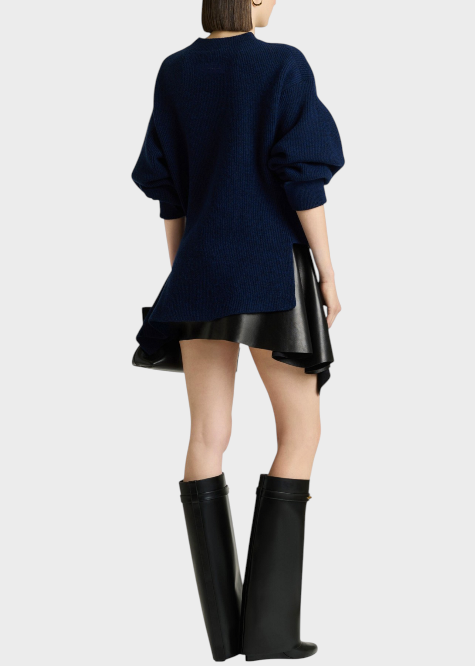 Givenchy Givenchy Knitwear, Blue, Crew Neck Asymmetric Long Jumper In Cobalt Blue