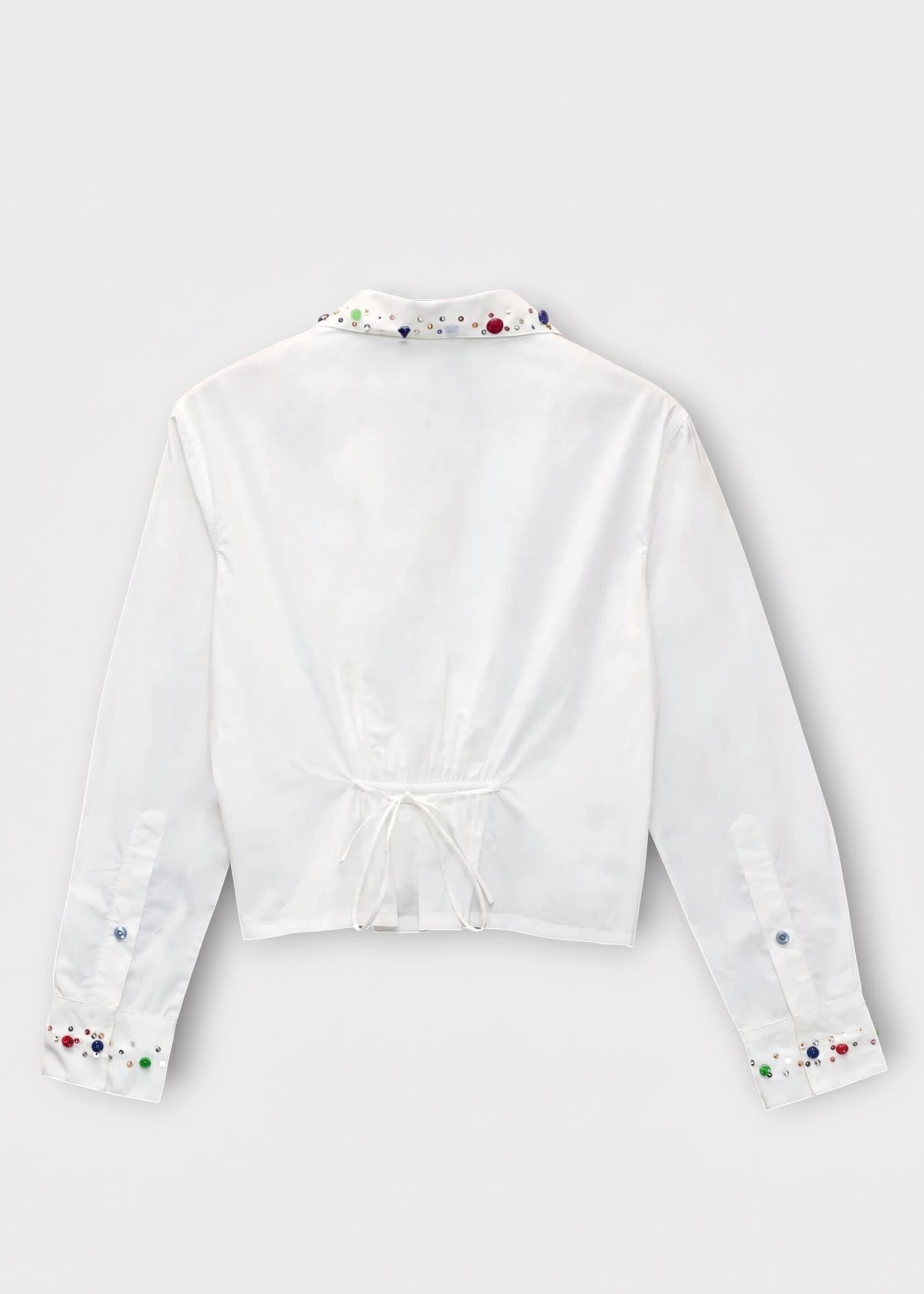 Bode Bode Shirt, White, Cotton Button Jar Shirt In White Multi w/ Studs & Multi Buttons