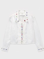 Bode Bode Shirt, White, Cotton Button Jar Shirt In White Multi w/ Studs & Multi Buttons