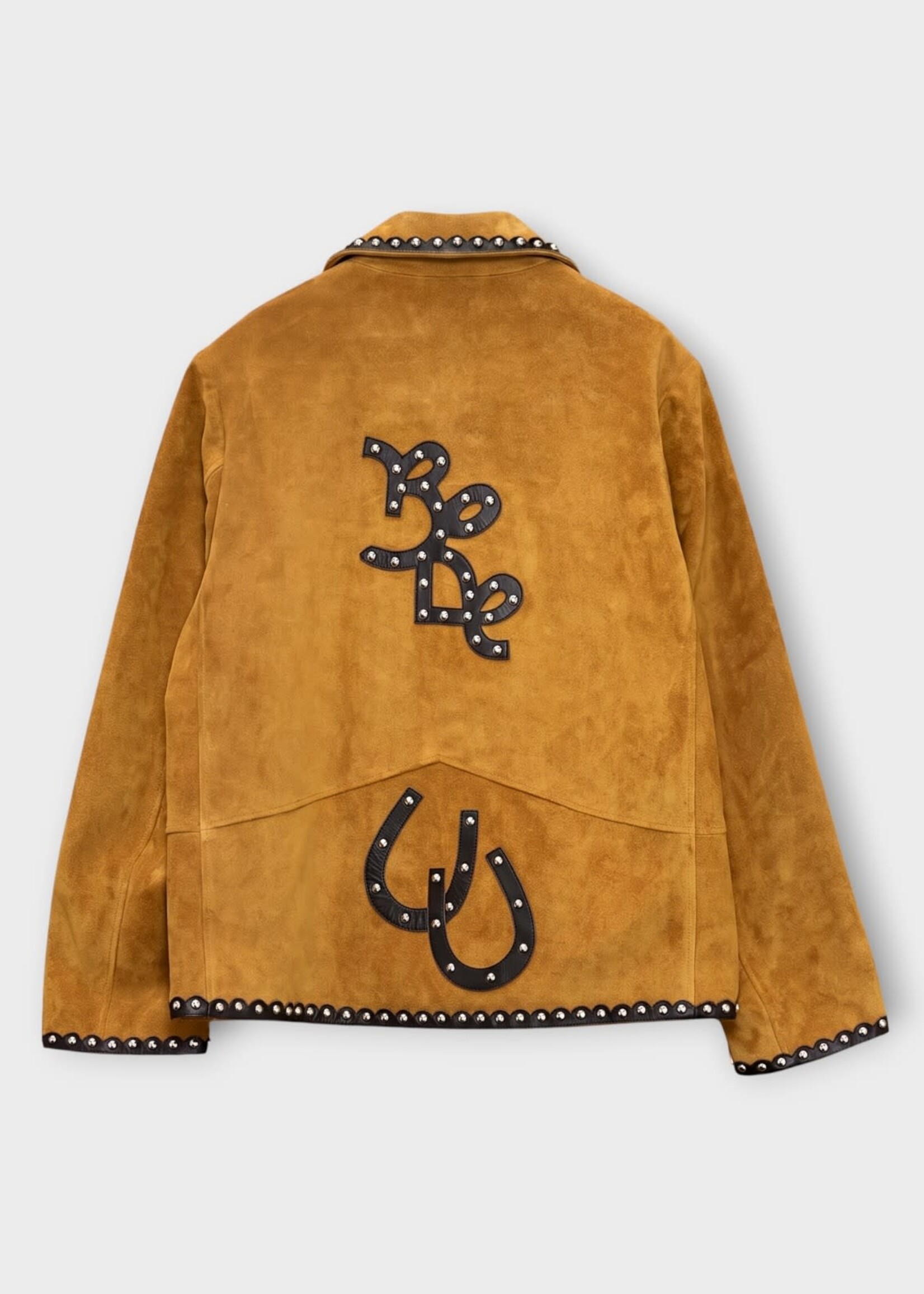Bode Bode Jacket, Suede Carson Jacket In Tan Brown w/ Studs