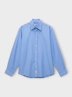 Bode Bode Shirt, Blue, Cotton Bluebell Long Sleeve Shirt In Blue Cream