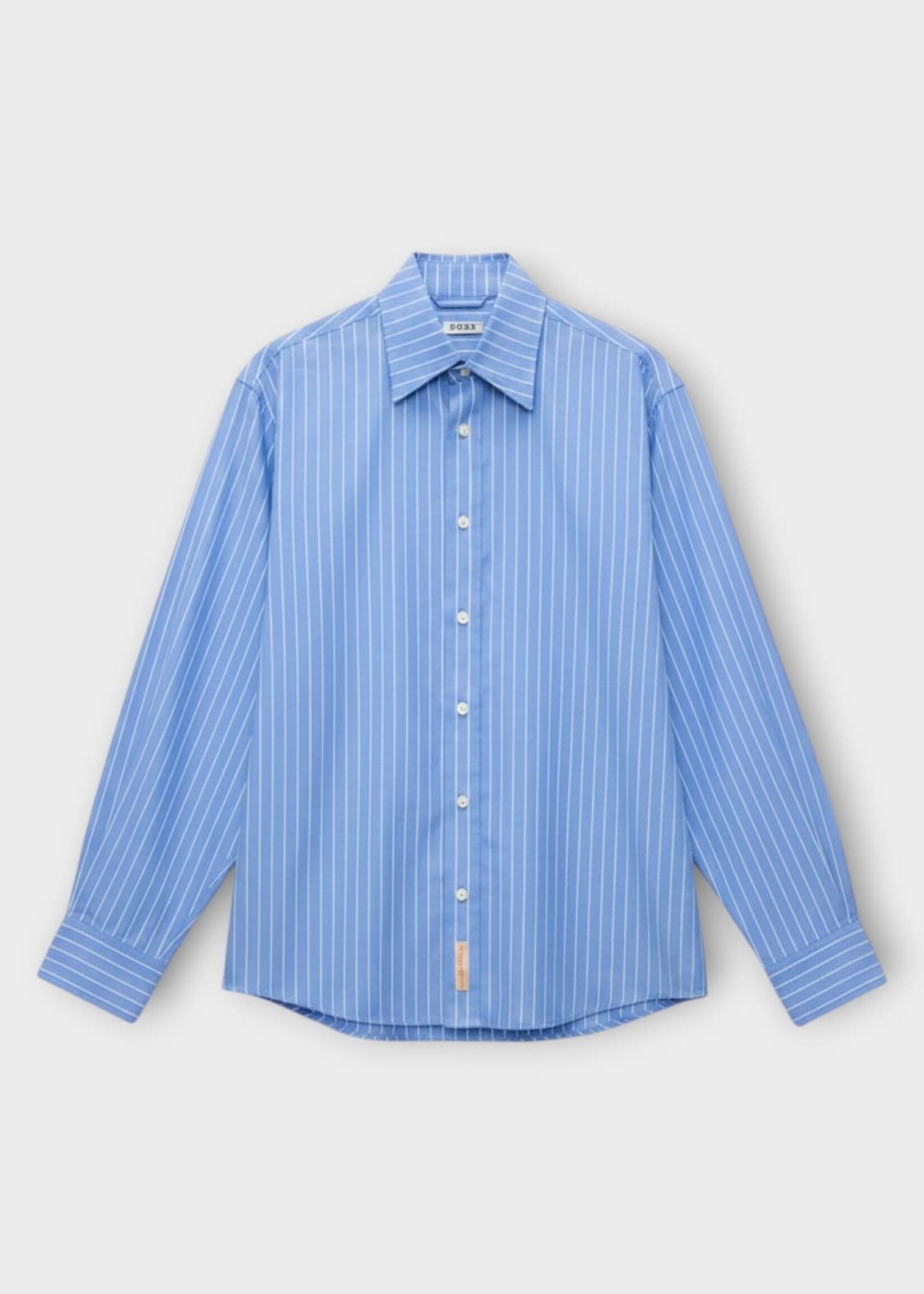 Bode Bode Shirt, Blue, Cotton Bluebell Long Sleeve Shirt In Blue Cream