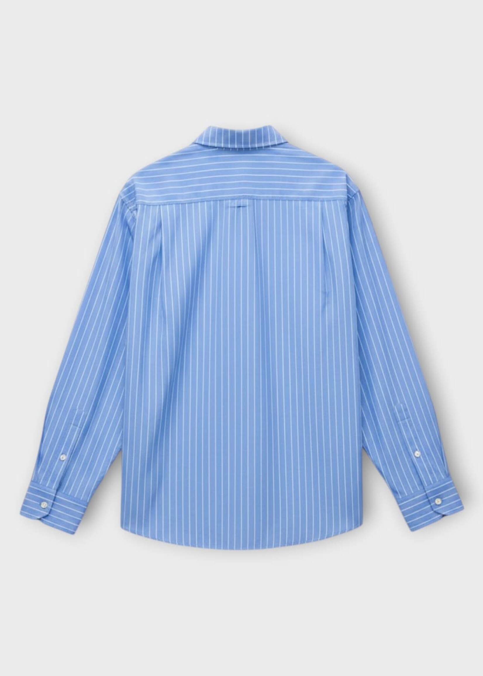Bode Bode Shirt, Blue, Cotton Bluebell Long Sleeve Shirt In Blue Cream