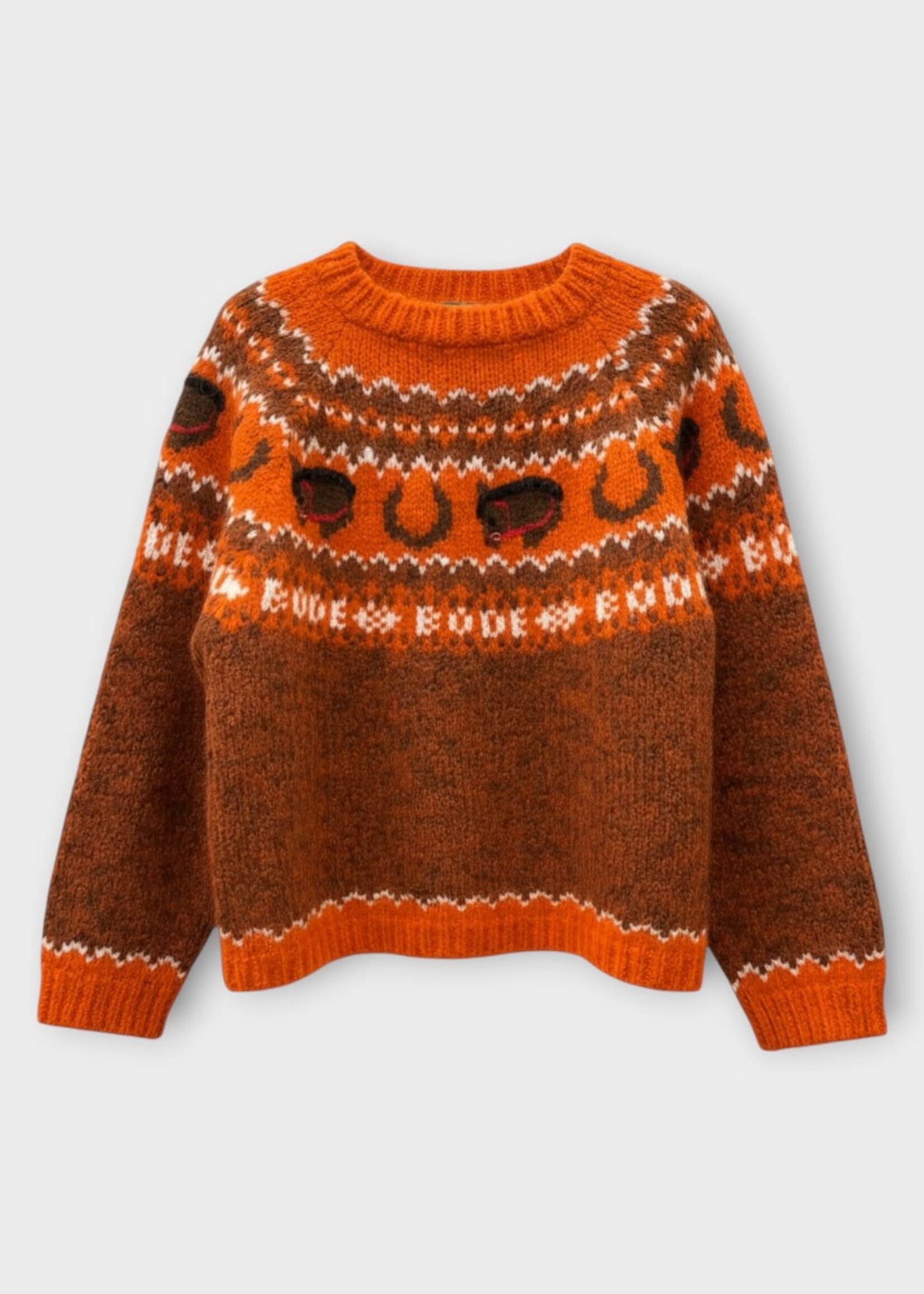 Bode Bode Knitwear, Orange, Alpaca Corral Long Sleeve Sweater In Orange Multi