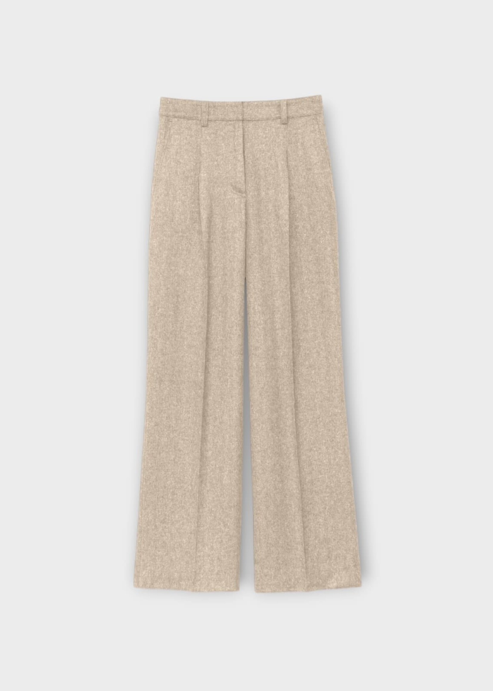 Iris Von Arnim Iris von Arnim Trousers, Beige, Venia Wool & Silk Brushed Herringbone Pants In Alabaster