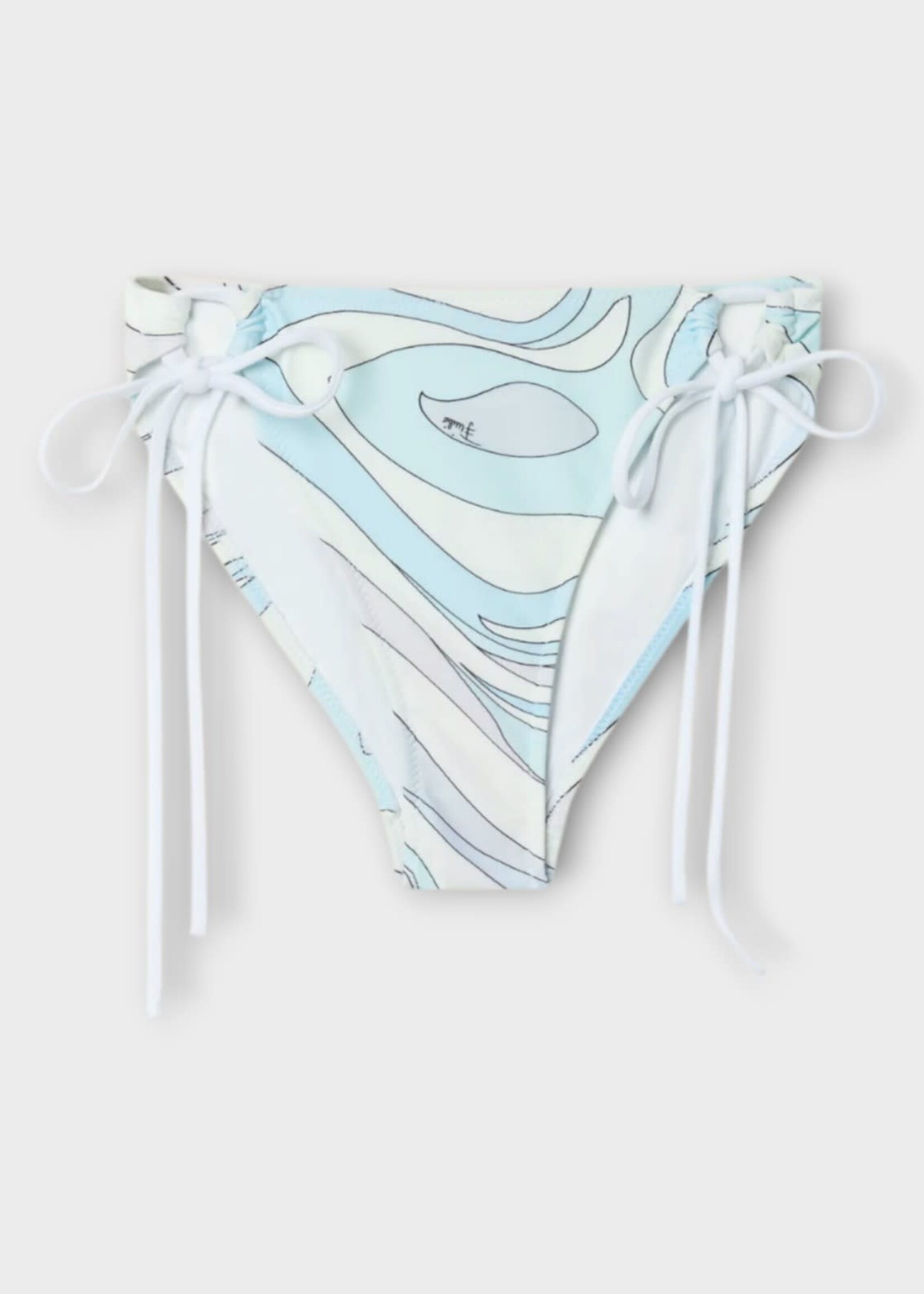 Pucci Pucci Swimwear, Print, Classic Cut Bikini Bottom in Light Blue w/ Marmo Print