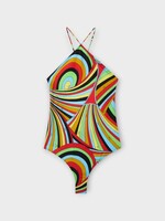 Pucci Pucci Swimwear, Print, Halter Neck One Piece Swimsuit In Multicolor w/ Iride Print