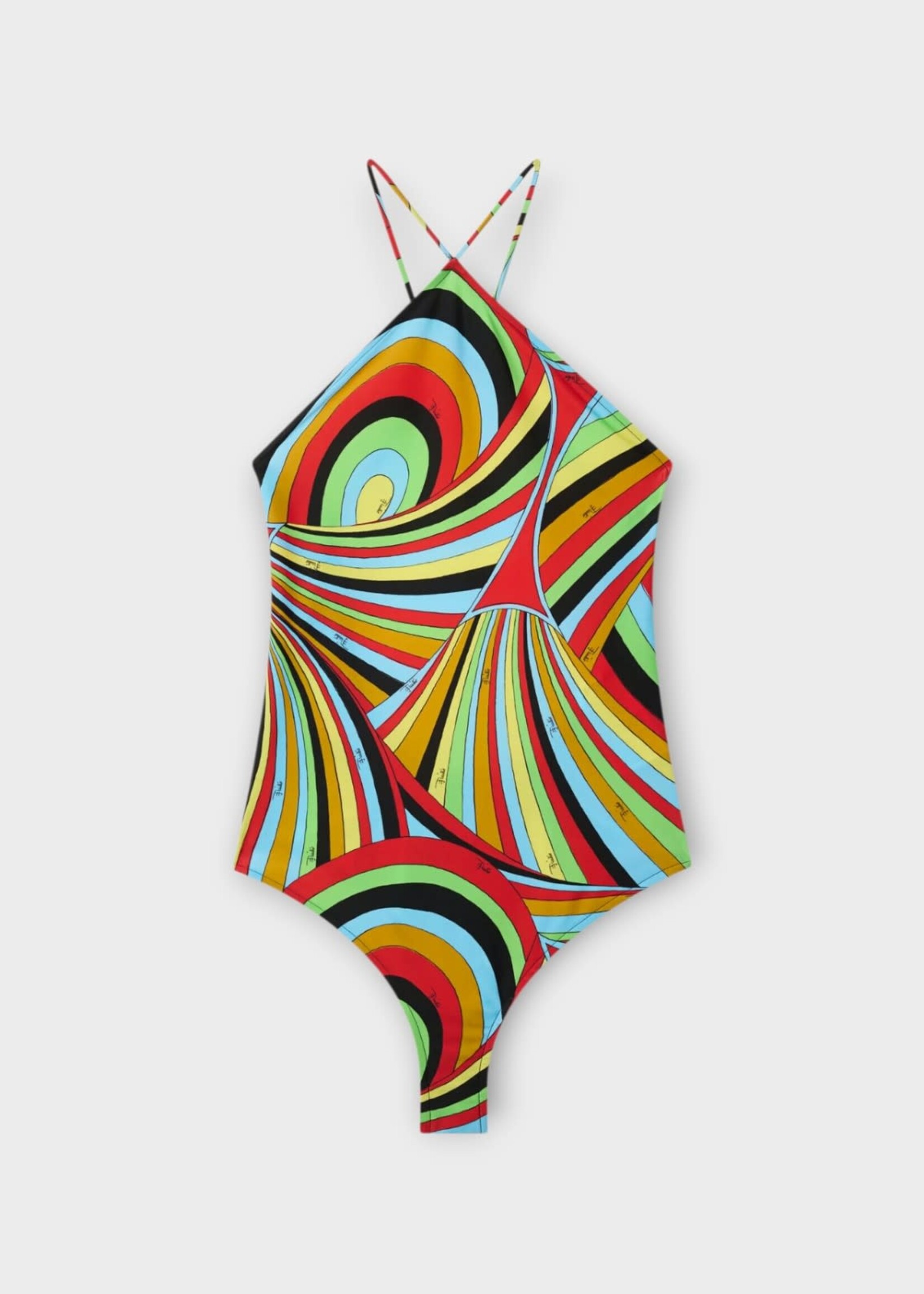 Pucci Pucci Swimwear, Print, Halter Neck One Piece Swimsuit In Multicolor w/ Iride Print