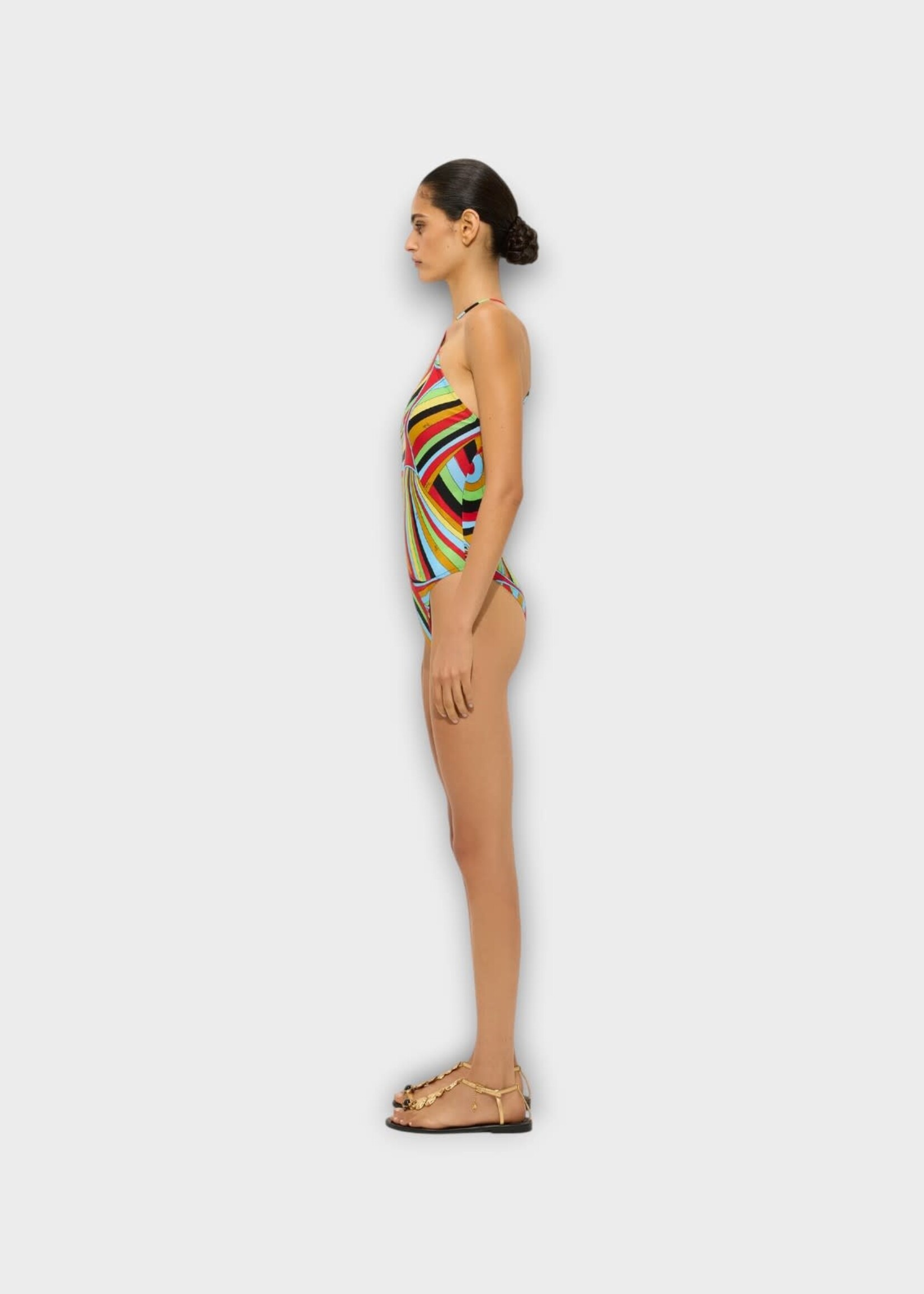 Pucci Pucci Swimwear, Print, Halter Neck One Piece Swimsuit In Multicolor w/ Iride Print