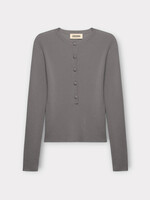 Alexandra Golovanoff Alexandra Golovanoff Knitwear, Grey, Auguste Virgin Wool  Fine-Rib Buttoned Sweater In Nuage 21