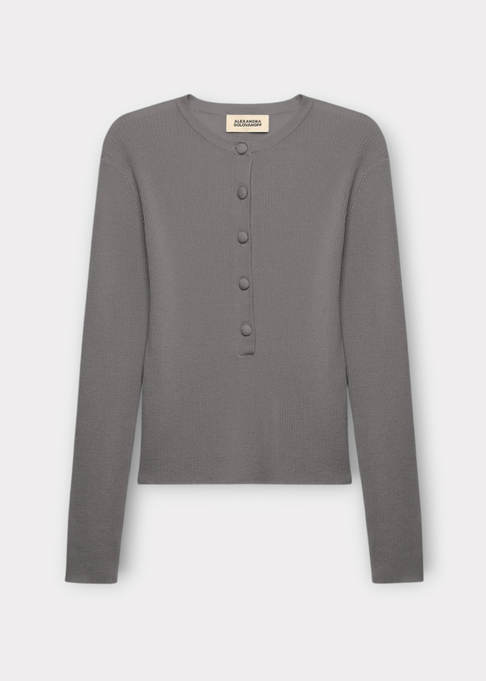 Alexandra Golovanoff Alexandra Golovanoff Knitwear, Grey, Auguste Virgin Wool  Fine-Rib Buttoned Sweater In Nuage 21