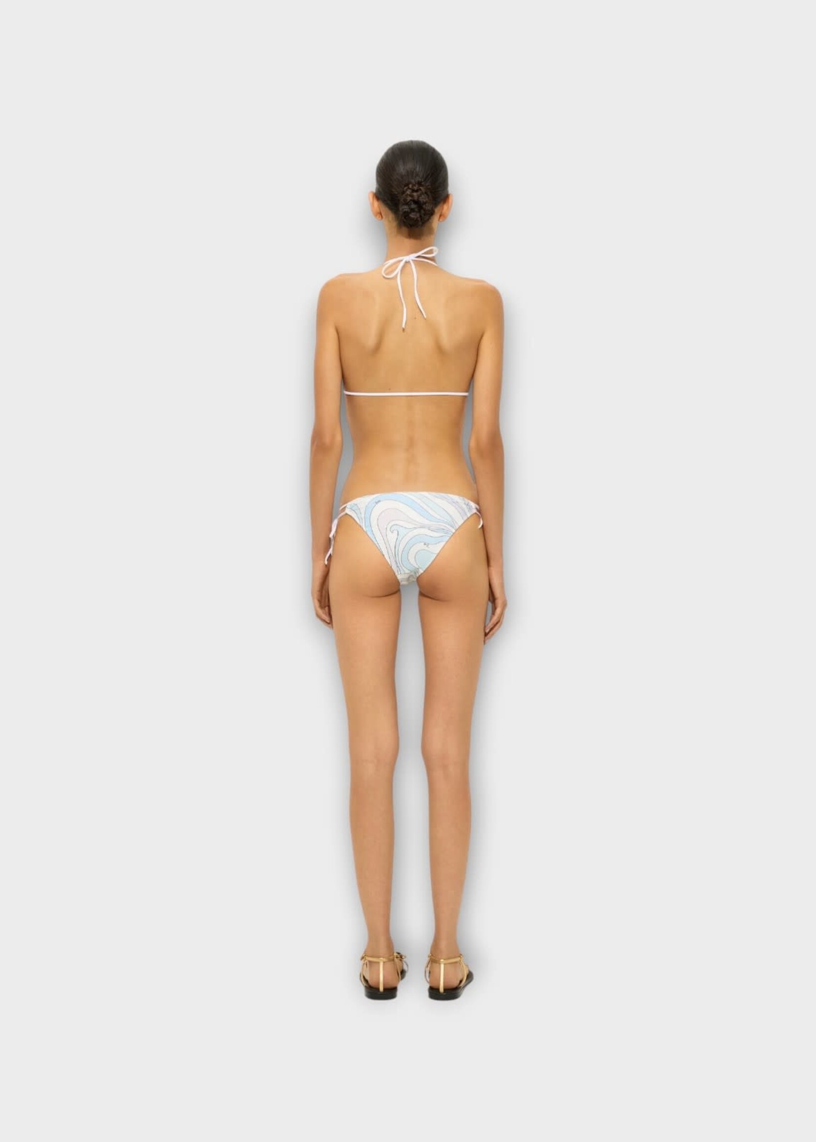 Pucci Pucci Swimwear, Print, Triangle Bikini Top In Light Blue w/ Marmo Print