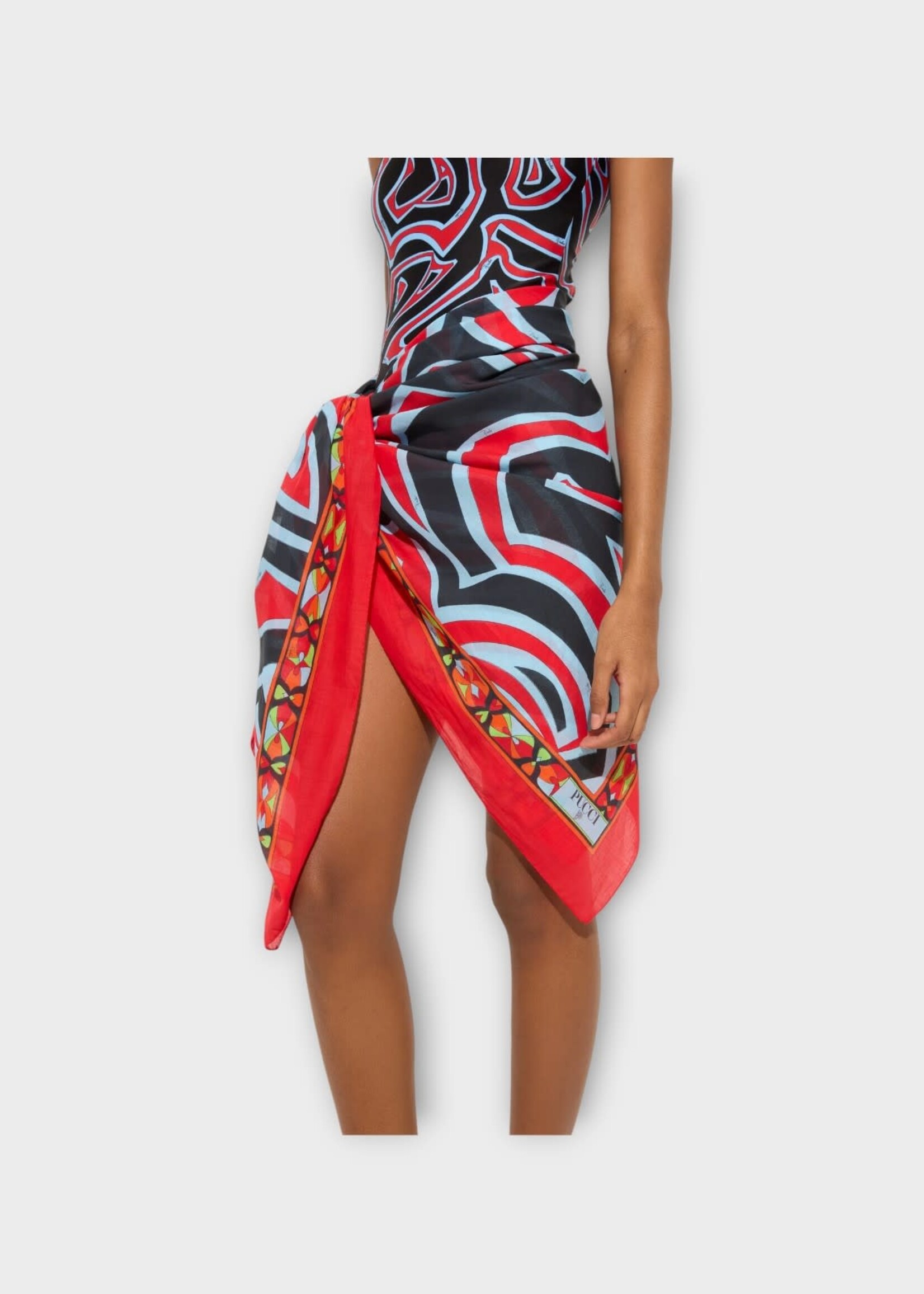 Pucci Pucci Scarf, Print, Cotton Pareo 125X140 Cm In Multicolor w/ Labirinto Print