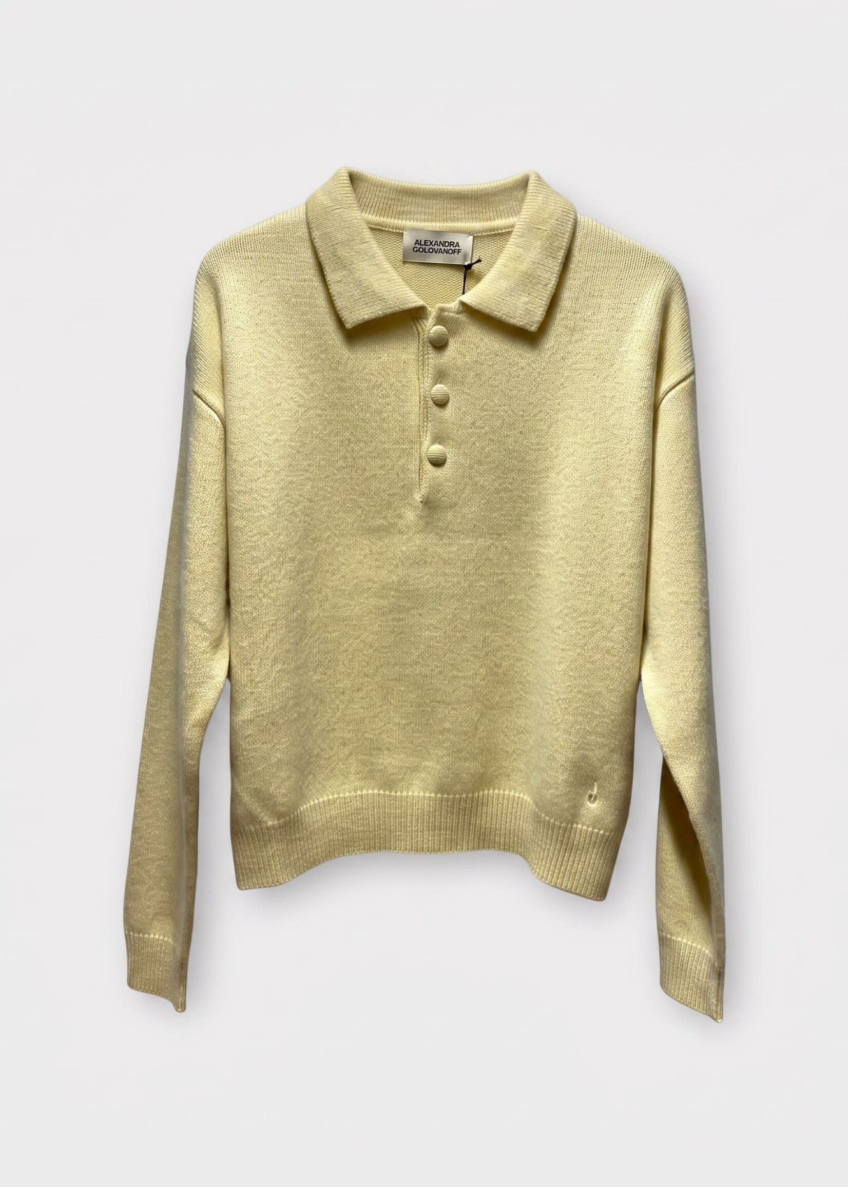 Alexandra Golovanoff Alexandra Golovanoff Knitwear, Yellow, Léon Cashmere Oversized Polo Sweater In Sun 21