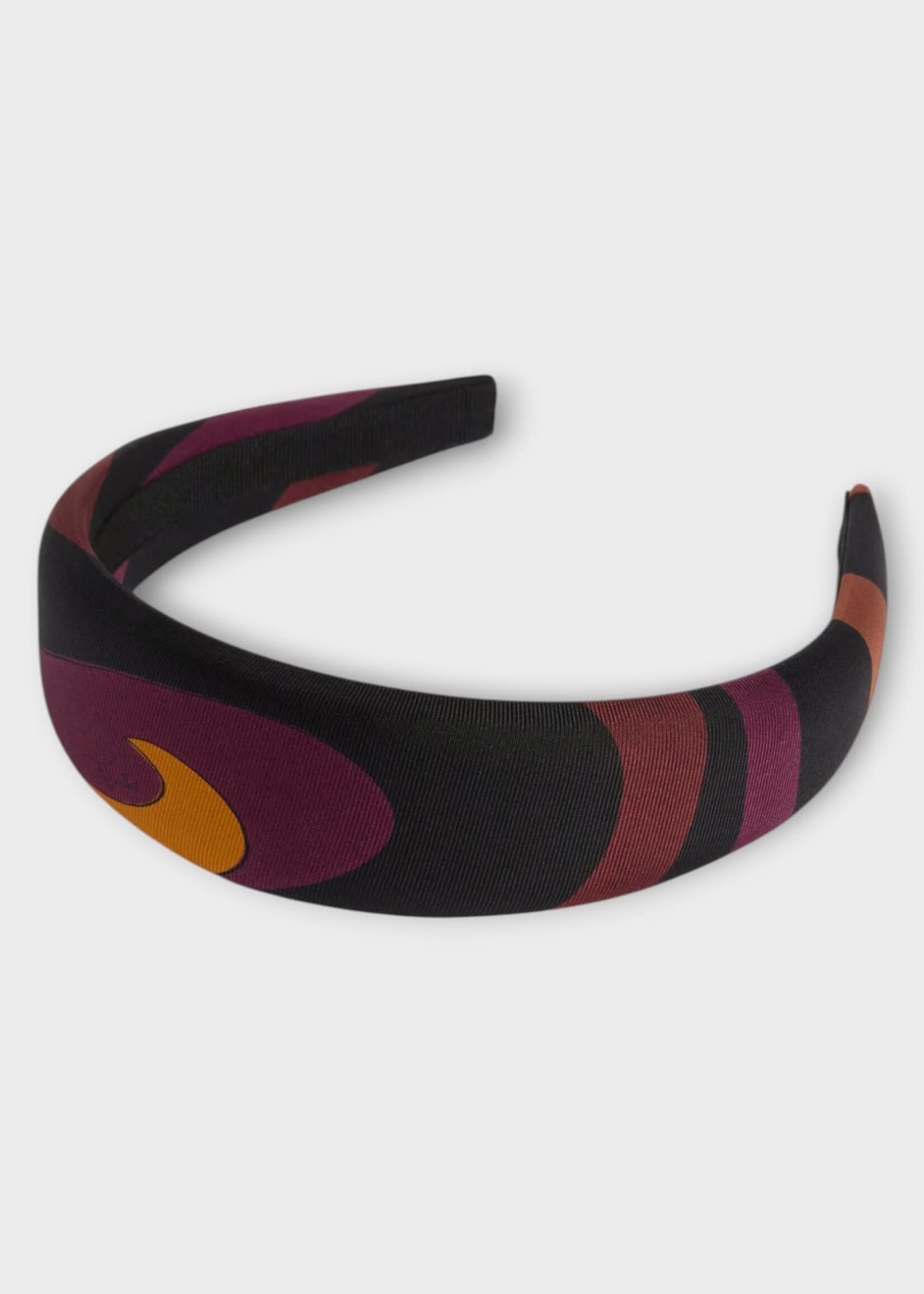 Pucci Pucci Hair Accessory, Print, Silk Twill Hair Band In Bordeaux & Gold w/ Marmo Print
