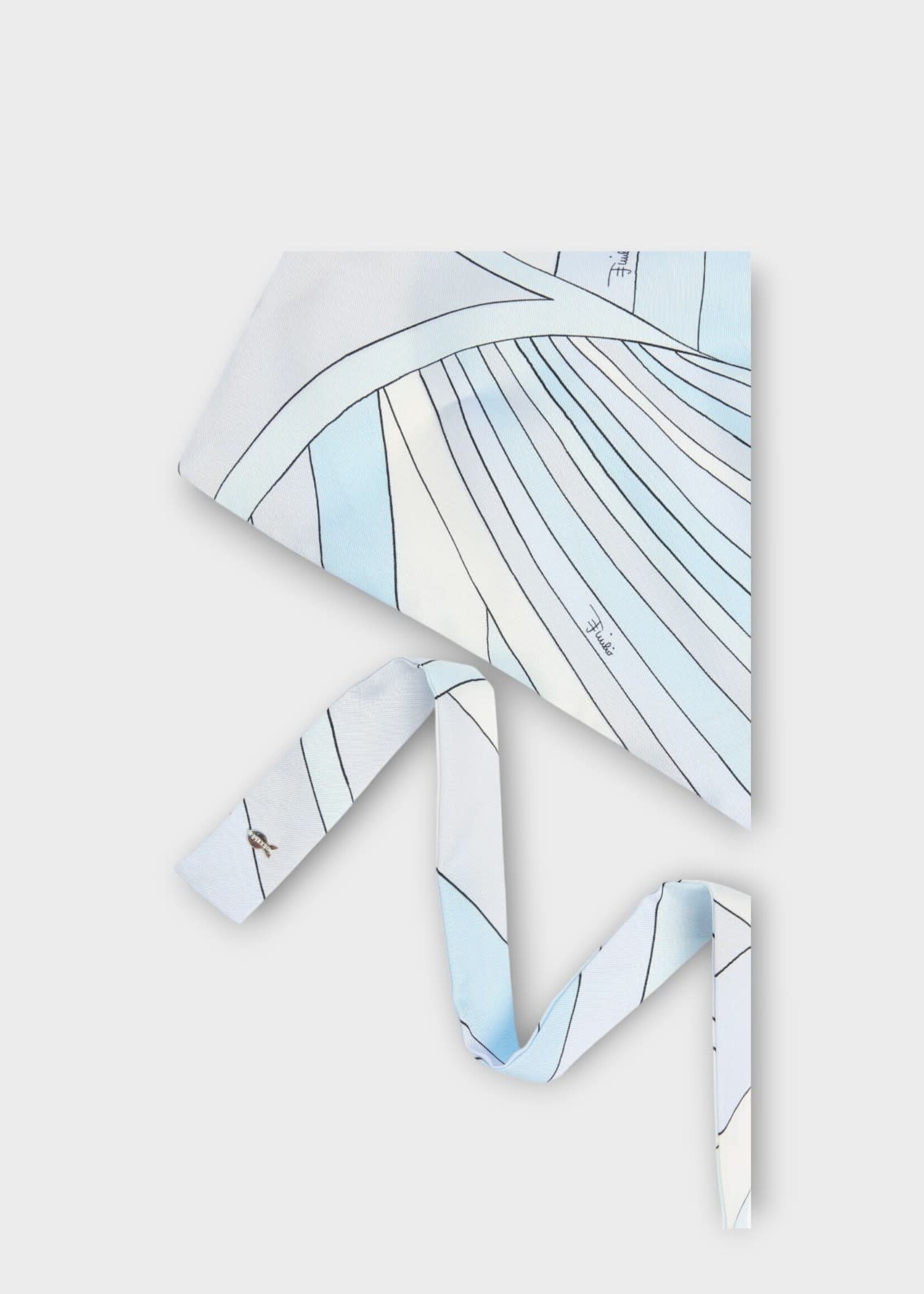 Pucci Pucci Hair Accessory, Print, Silk Twill Headscarf In Light Blue w/ Iride Print