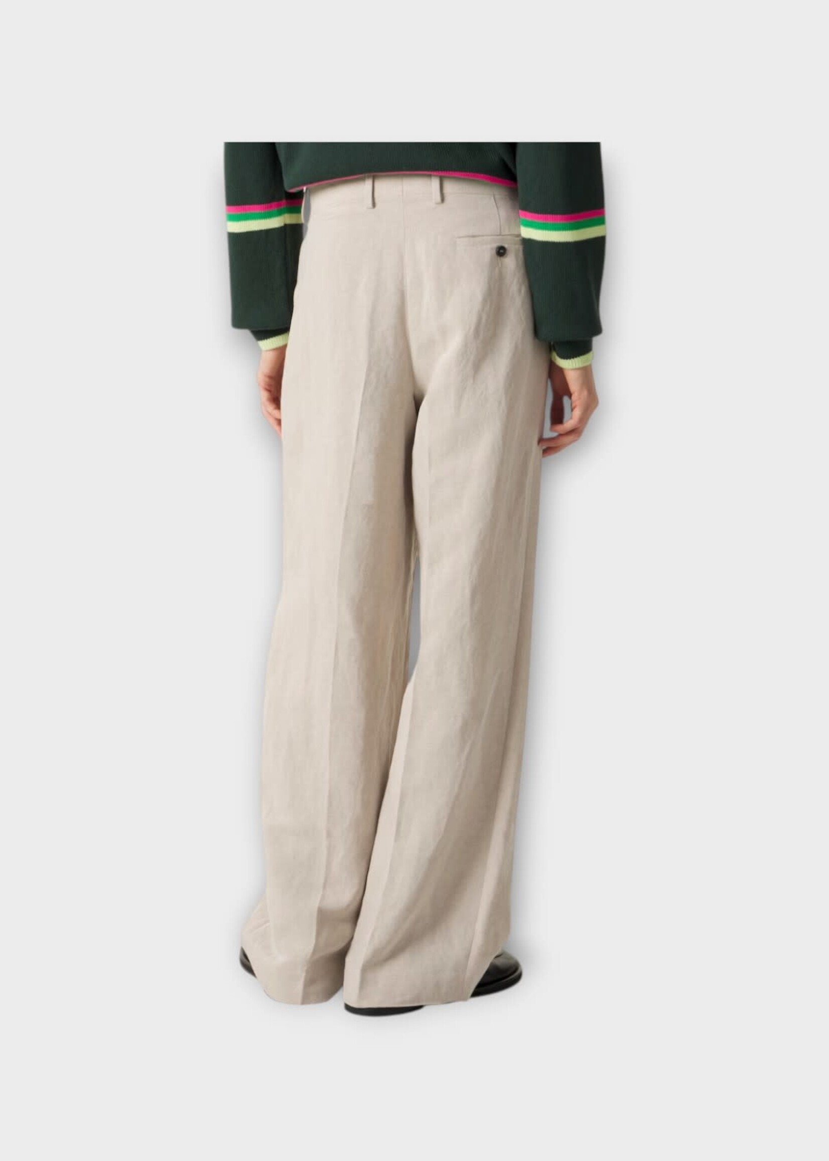 J.W. Anderson J.W. Anderson Trousers, Beige, Linen Blend Single Pleat Trousers In Natural
