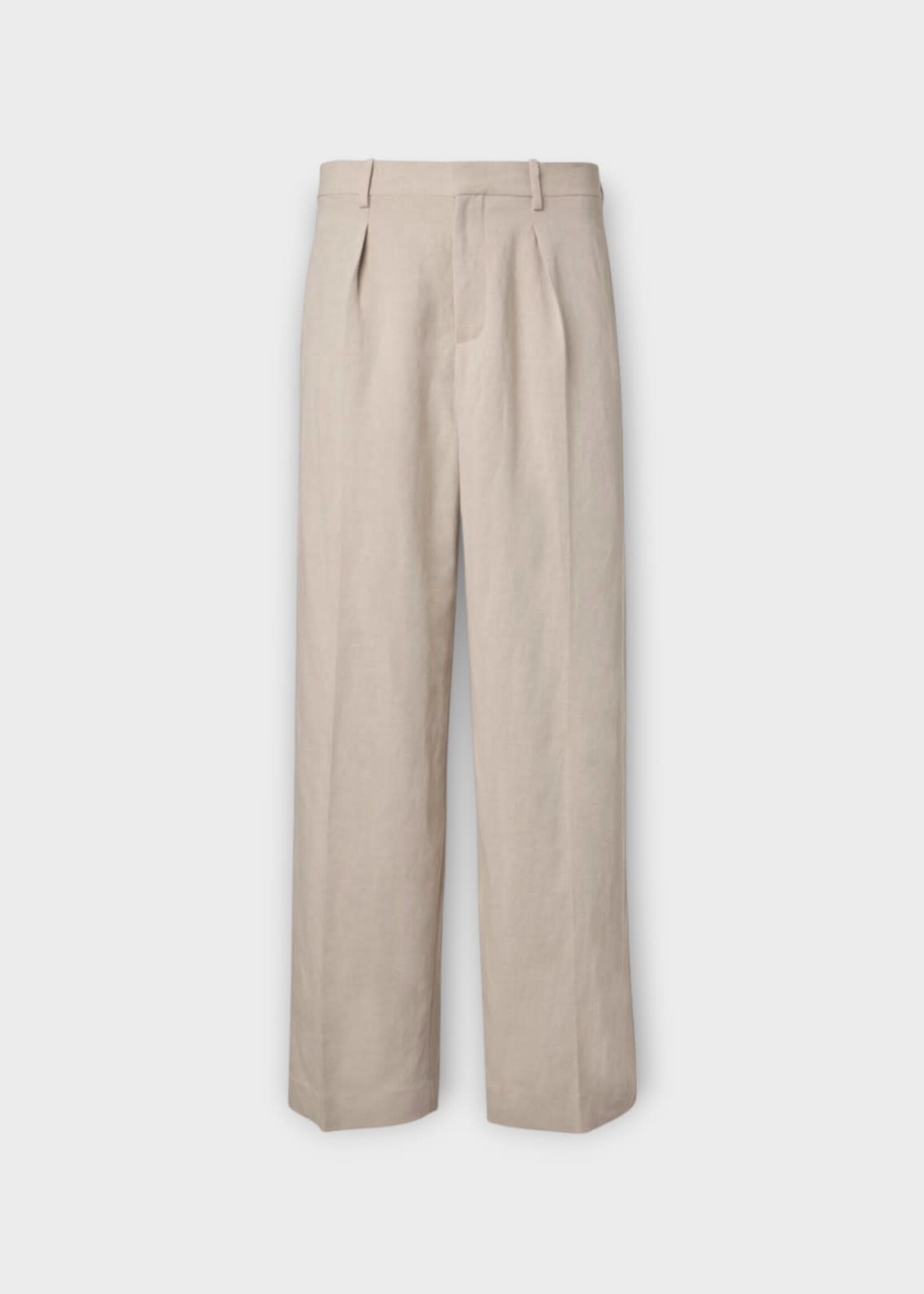 J.W. Anderson J.W. Anderson Trousers, Beige, Linen Blend Single Pleat Trousers In Natural