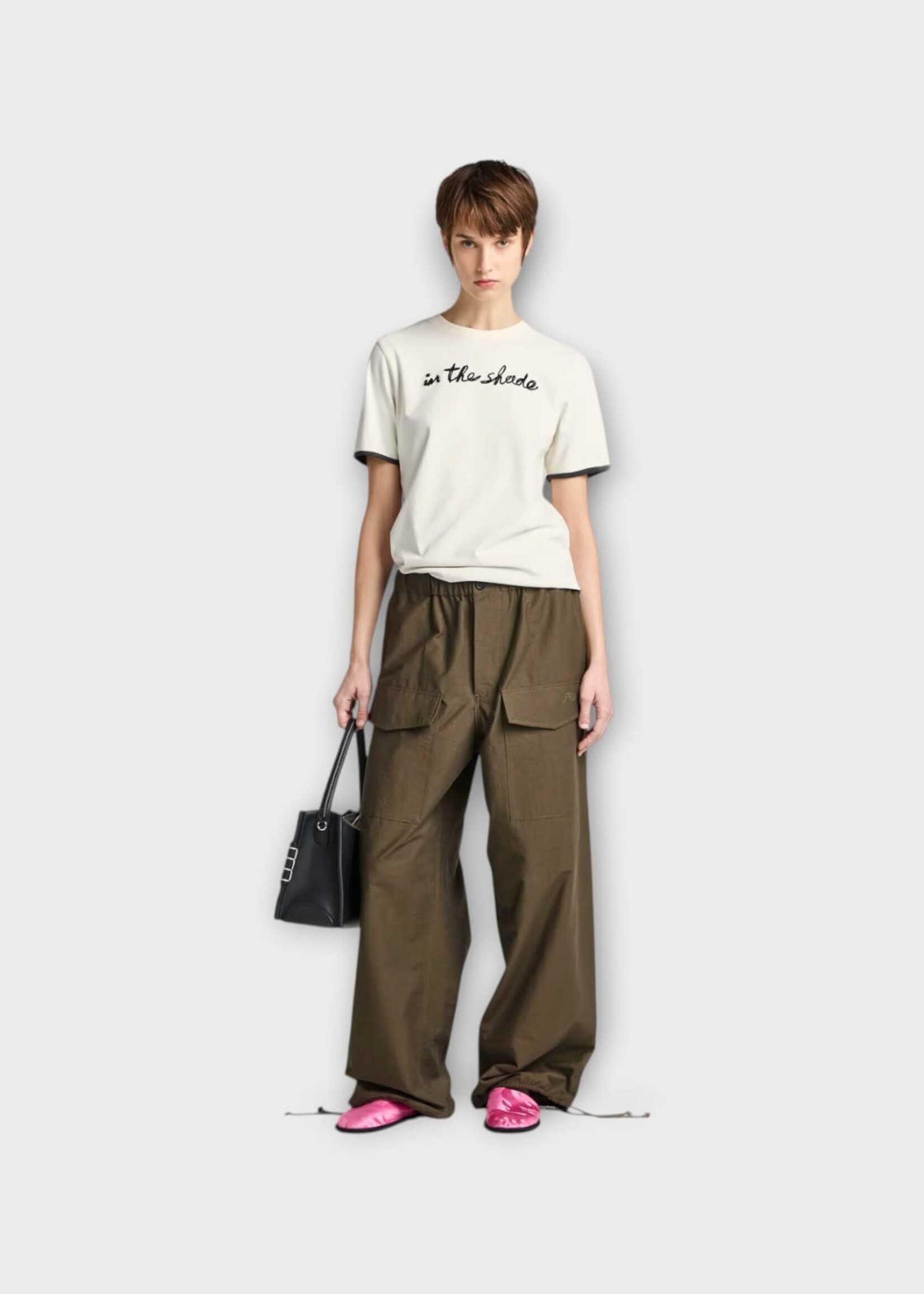 J.W.Anderson J.W.Anderson Trousers, Green, Textured Cotton Nylon Parachute Track Pants In Military Green