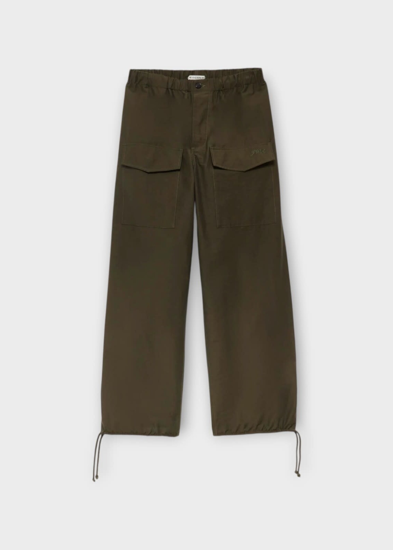 J.W.Anderson J.W.Anderson Trousers, Green, Textured Cotton Nylon Parachute Track Pants In Military Green