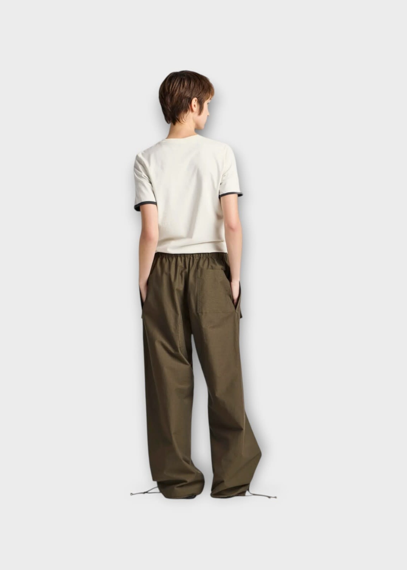 J.W.Anderson J.W.Anderson Trousers, Green, Textured Cotton Nylon Parachute Track Pants In Military Green