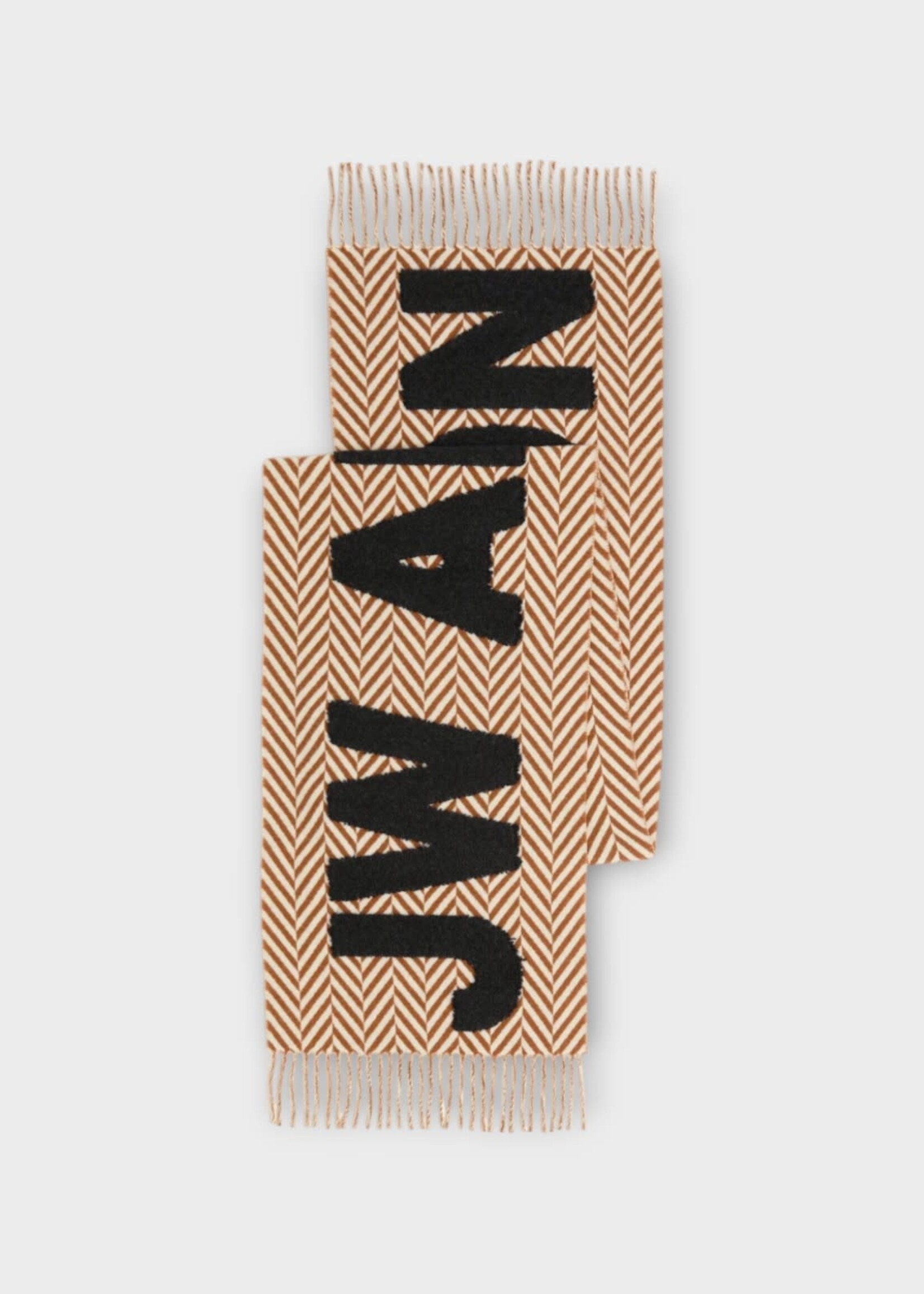 J.W. Anderson J.W. Anderson Scarf, Multi, Virgin Wool & Alpaca Logo Scarf in Brown & White