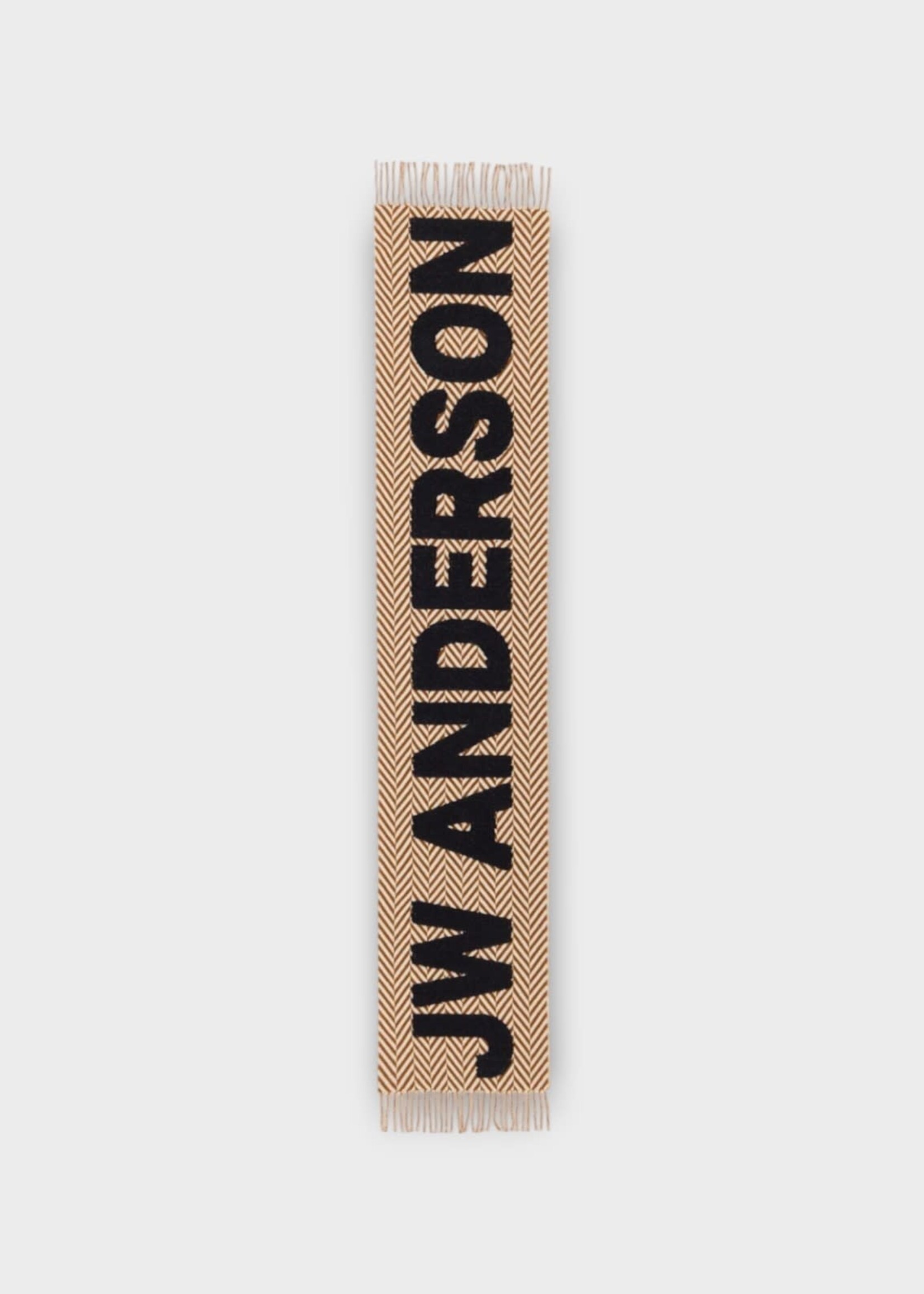 J.W. Anderson J.W. Anderson Scarf, Multi, Virgin Wool & Alpaca Logo Scarf in Brown & White