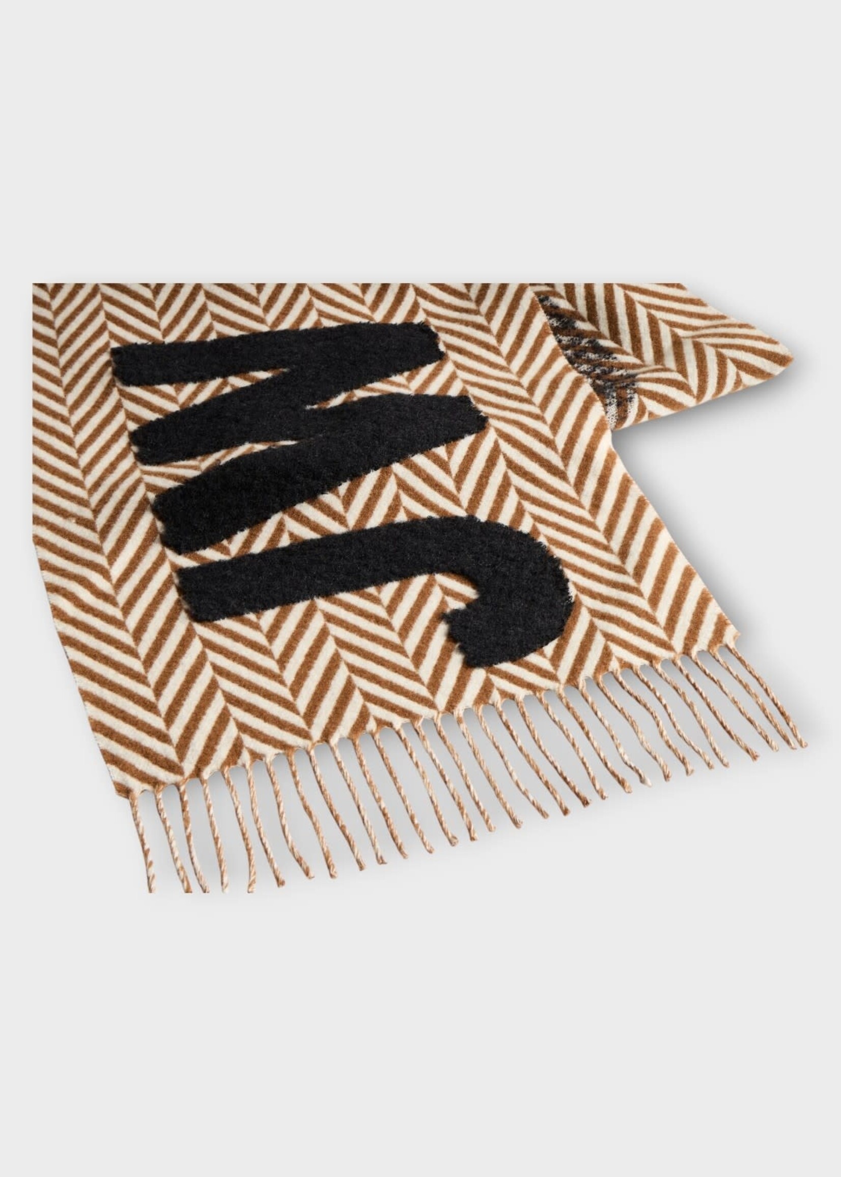 J.W. Anderson J.W. Anderson Scarf, Multi, Virgin Wool & Alpaca Logo Scarf in Brown & White