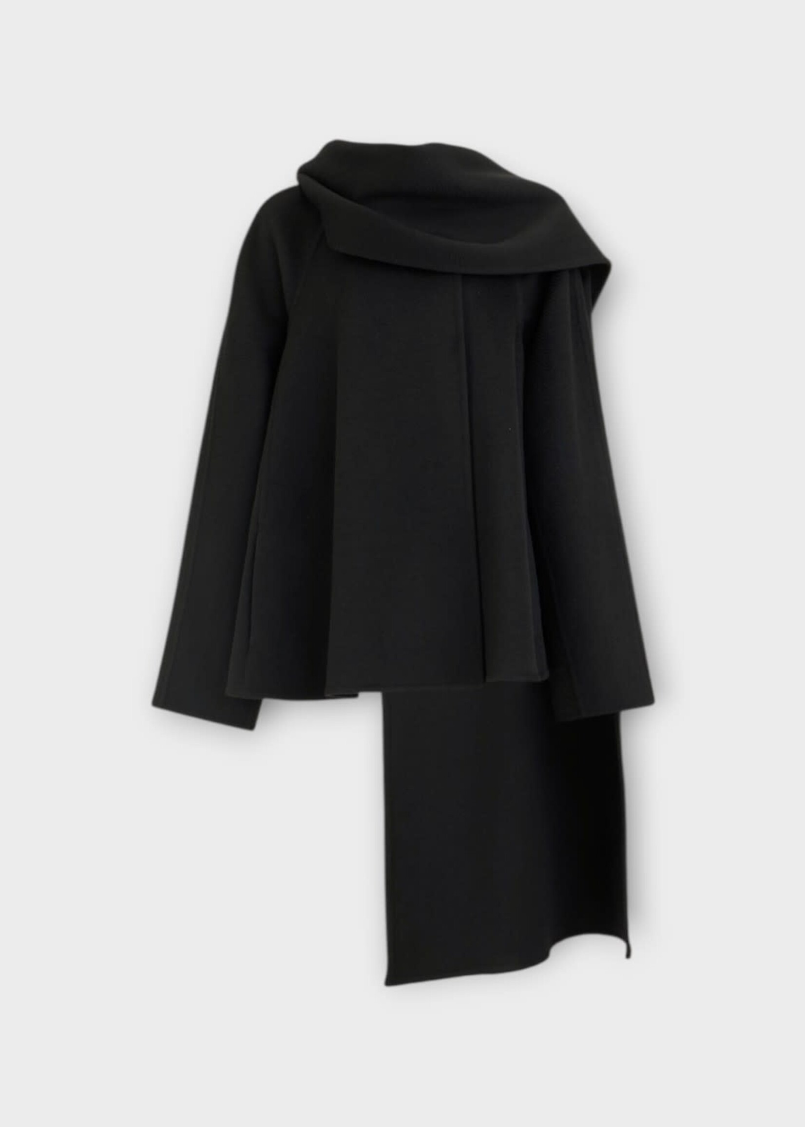 Alaia Alaia Coat, Black, Double Face Wool Wrap Coat In Noir