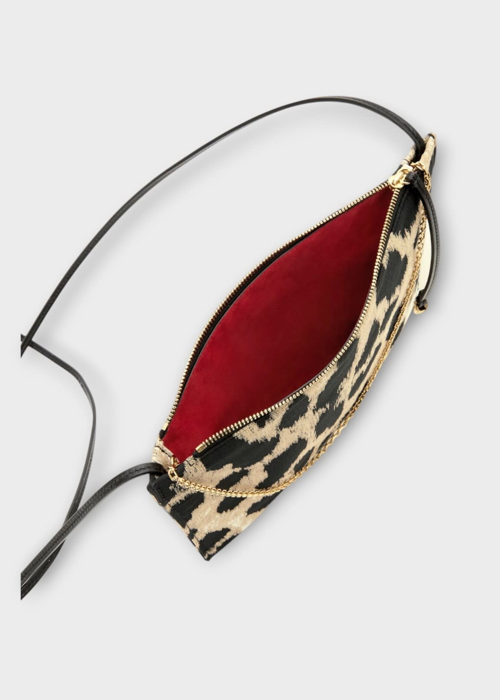 Givenchy Givenchy Bag, Black, Voyou Pouch In Black & Beige w/ Leopard Print