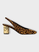 Givenchy Givenchy Heels, Black, Tape Slingbacks Pony Leather In Black& Beige w/ Leopard Effect