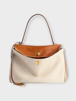 Balenciaga Balenciaga Bag, Multi, Rodeo Medium Linen & Calf Leather Top Handle Bag in Tan & Cowboy
