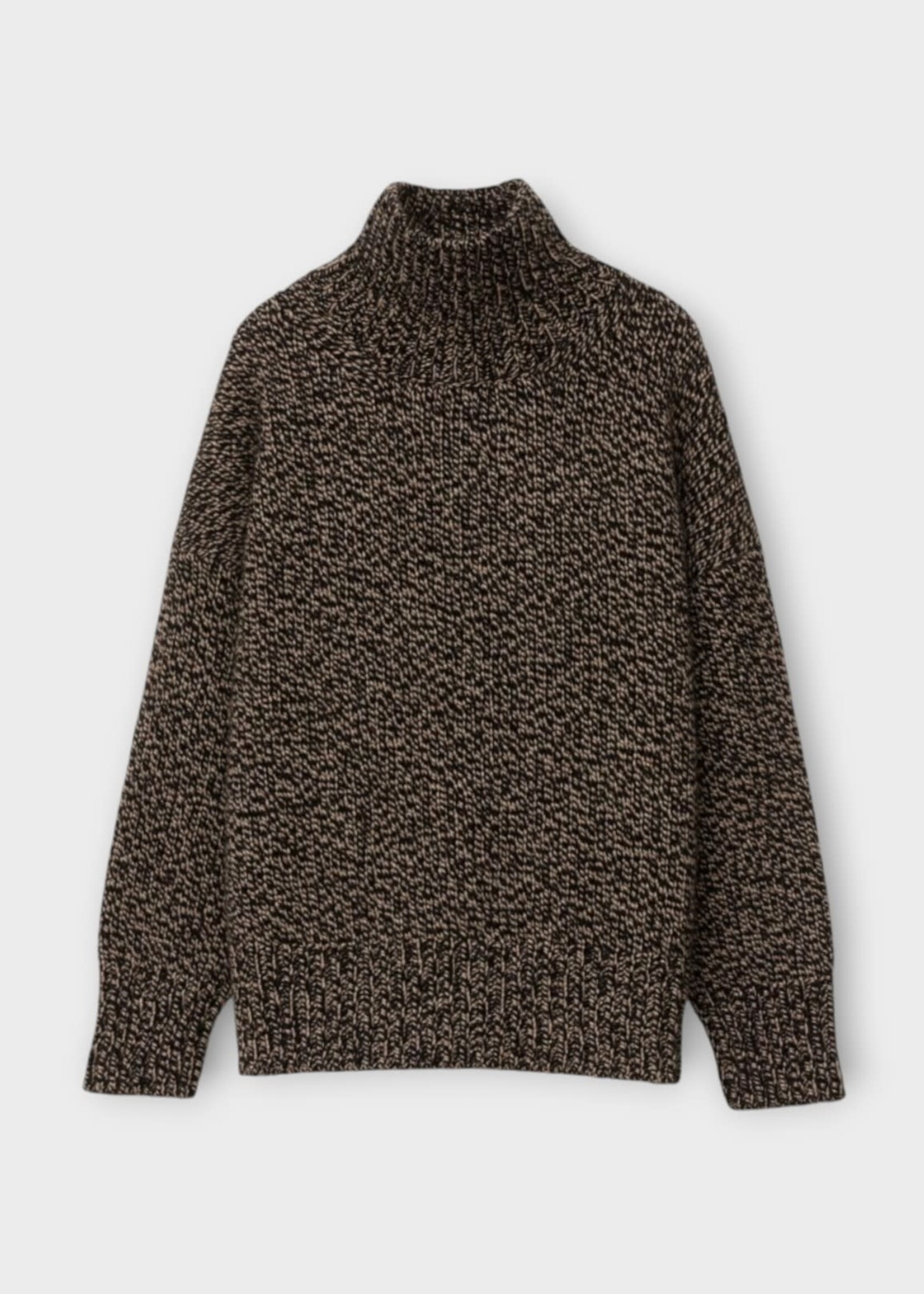 Iris Von Arnim Iris von Arnim Knitwear, Brown, Malvina Cashmere Turtle Neck Sweater In Black & Taupe