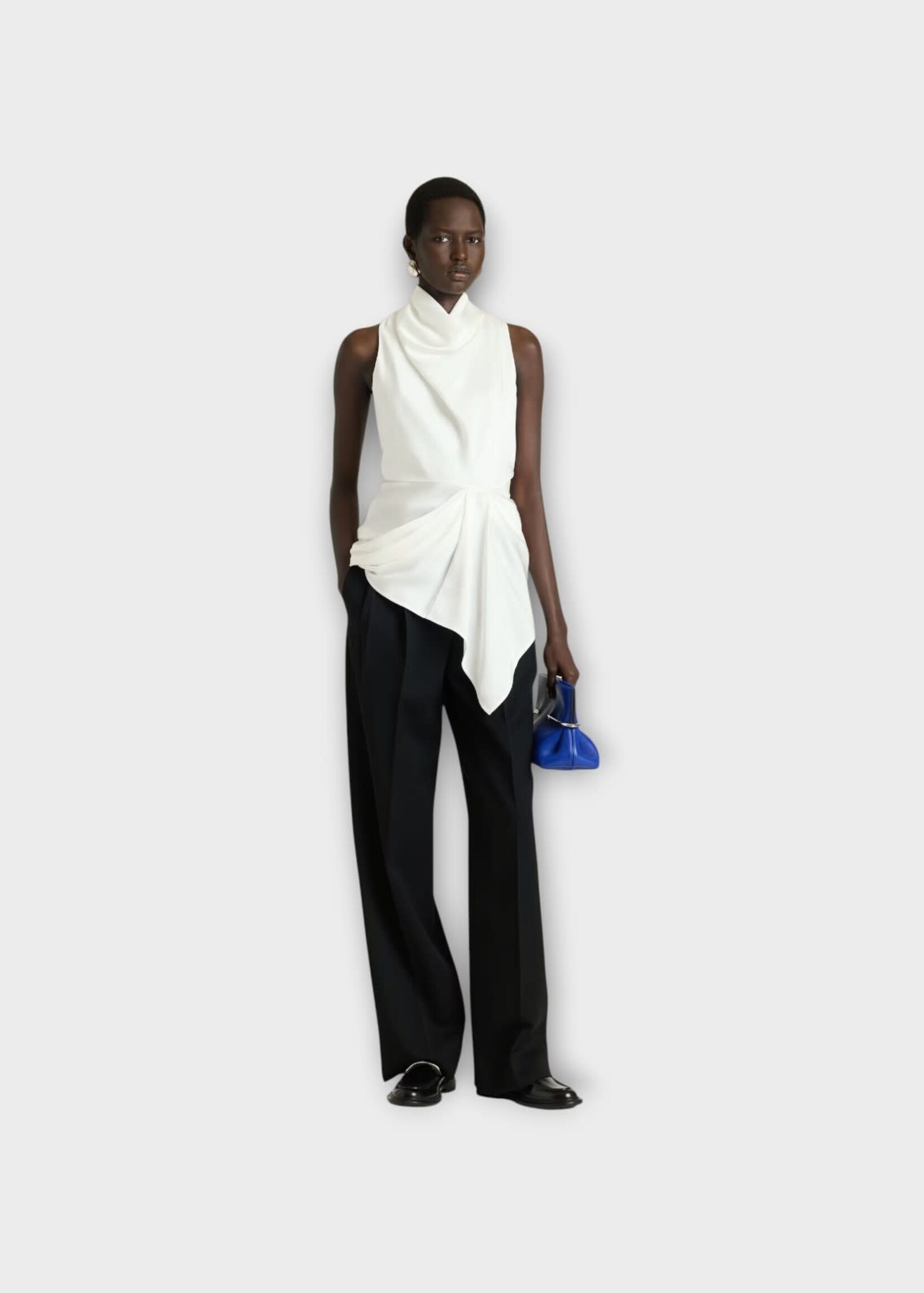 Givenchy Givenchy Top, White, Satin Draped Top In Off White