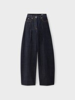 Jacquemus Jacquemus Jeans, Navy, Le De-Nimes Ovalo High Waisted Curved Leg Denim Pants In Dark Navy