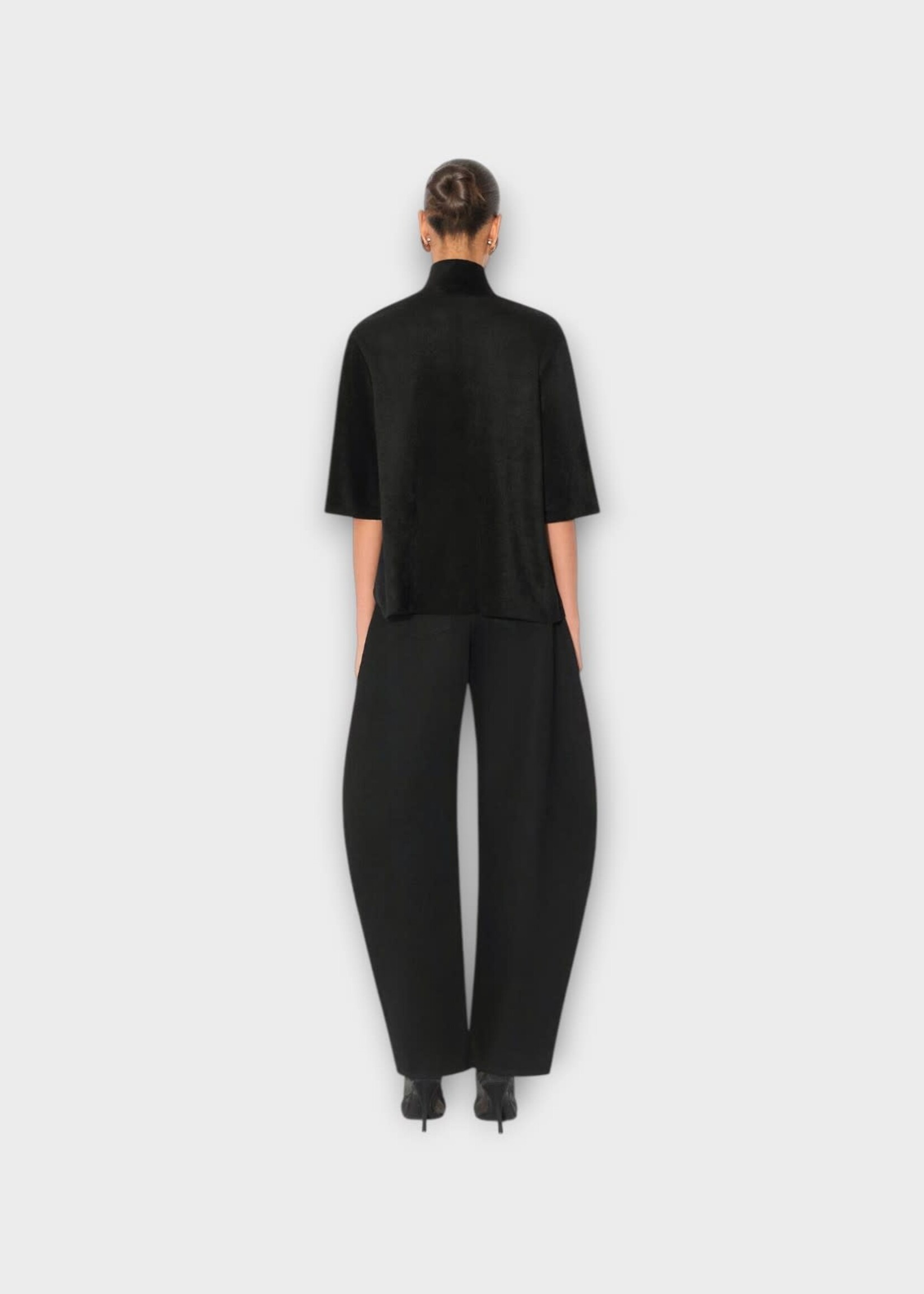 Alaia Alaia T-Shirt, Black, Velvet Boxy Tailored T-Shirt In Noir Alaia
