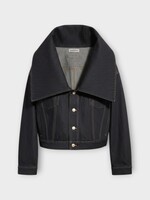 Balenciaga Balenciaga Jacket, Blue, Standing Collar Boxy Denim Jacket