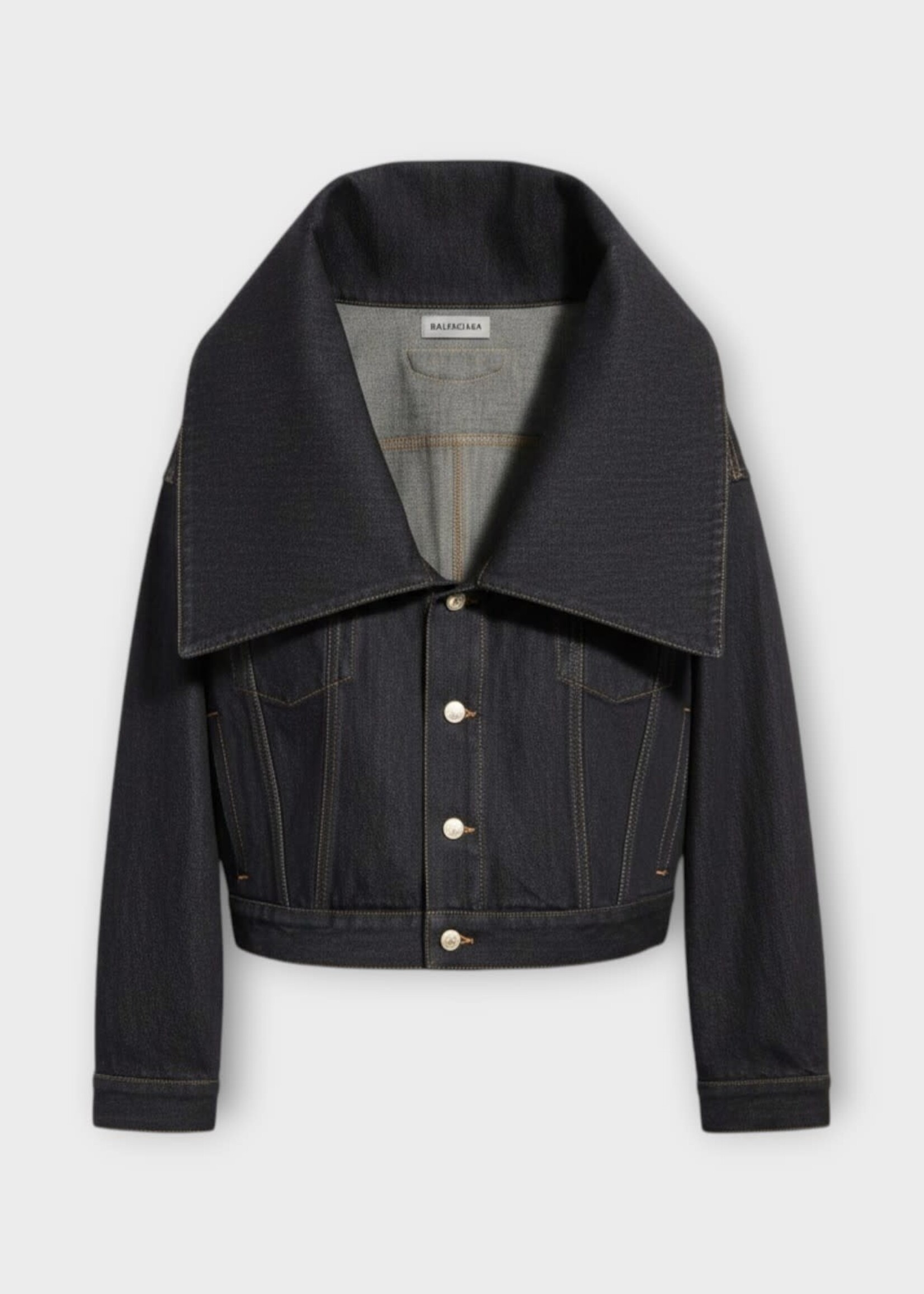 Balenciaga Balenciaga Jacket, Blue, Standing Collar Boxy Denim Jacket