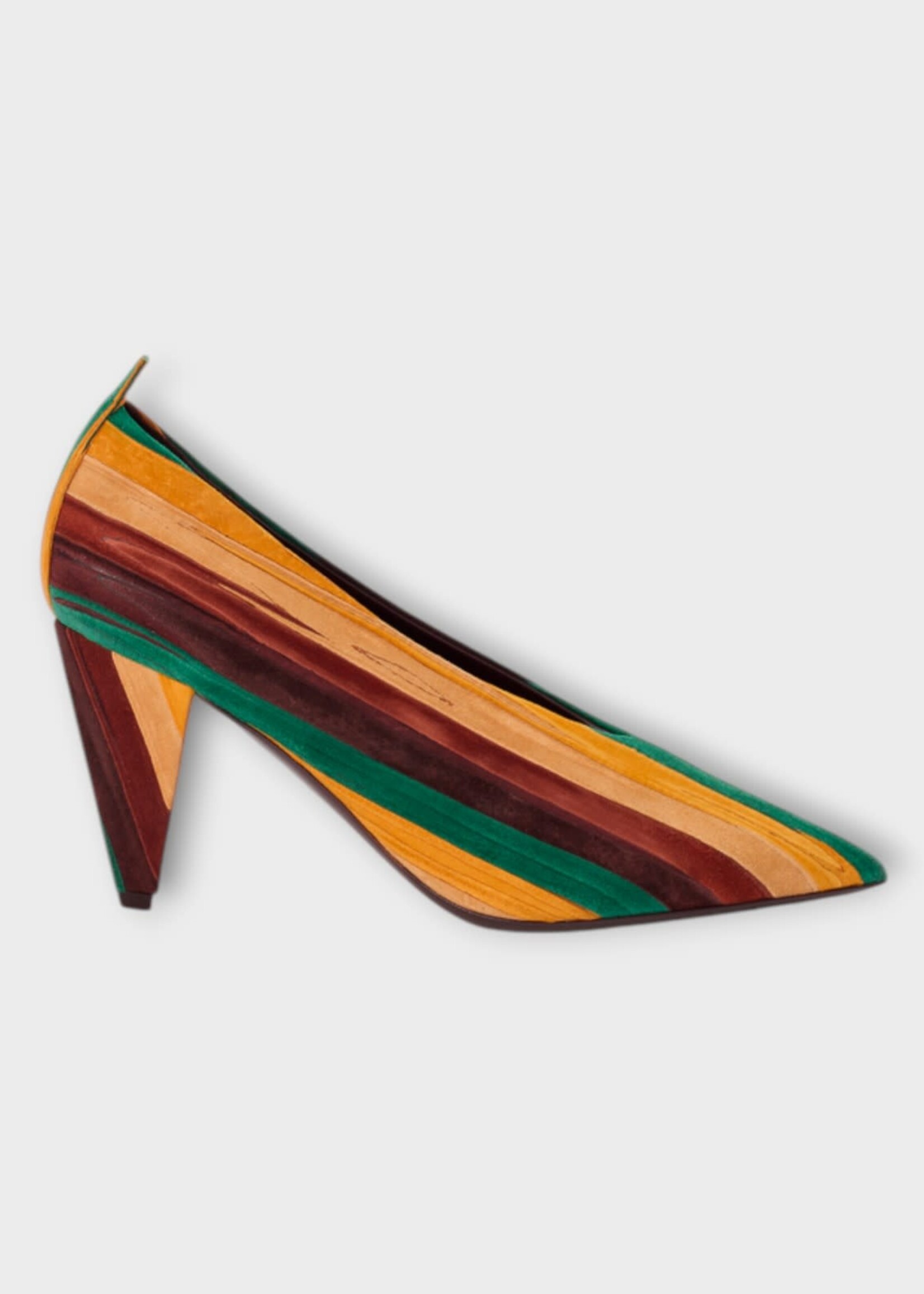 Loewe Loewe Heels, Multi, Origami Cubic Pump 85 Skived Leather In Yellow & Multicolor