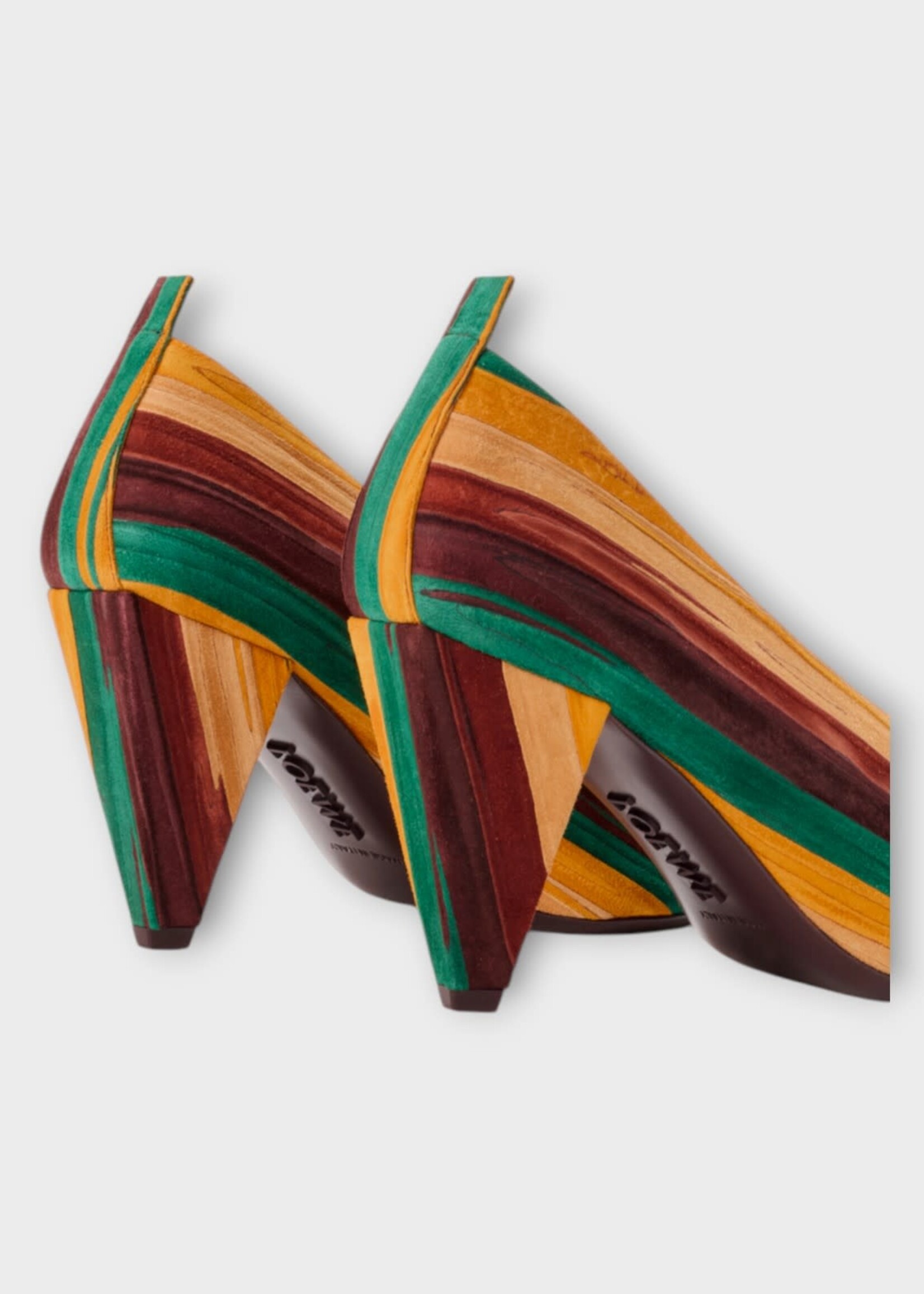 Loewe Loewe Heels, Multi, Origami Cubic Pump 85 Skived Leather In Yellow & Multicolor