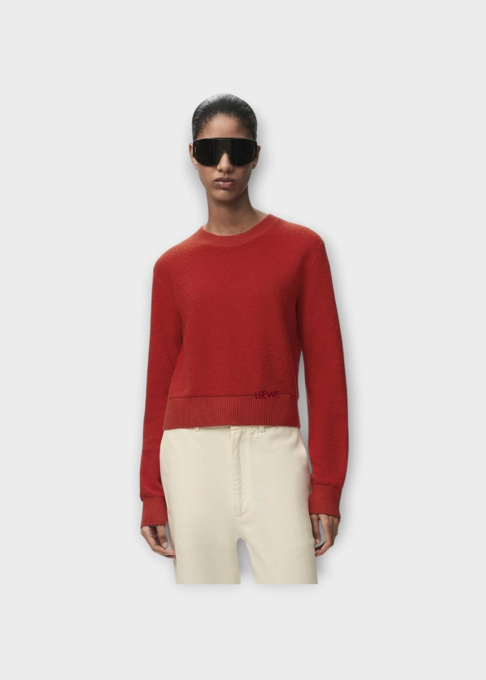 Loewe Loewe Knitwear, Red, Sweater In Red w/ Embroidery