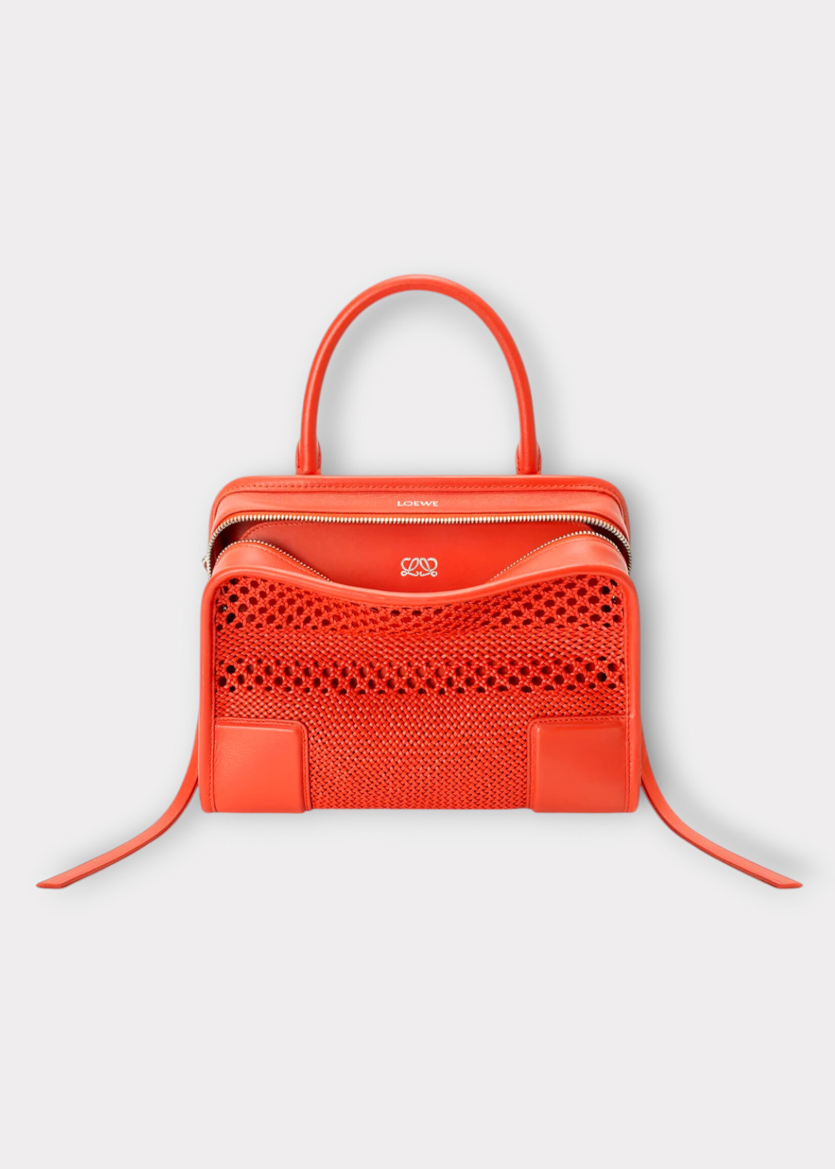 Loewe Loewe Bag, Orange, Amazona 180 Woven Calfskin Bag In Sunrise Orange