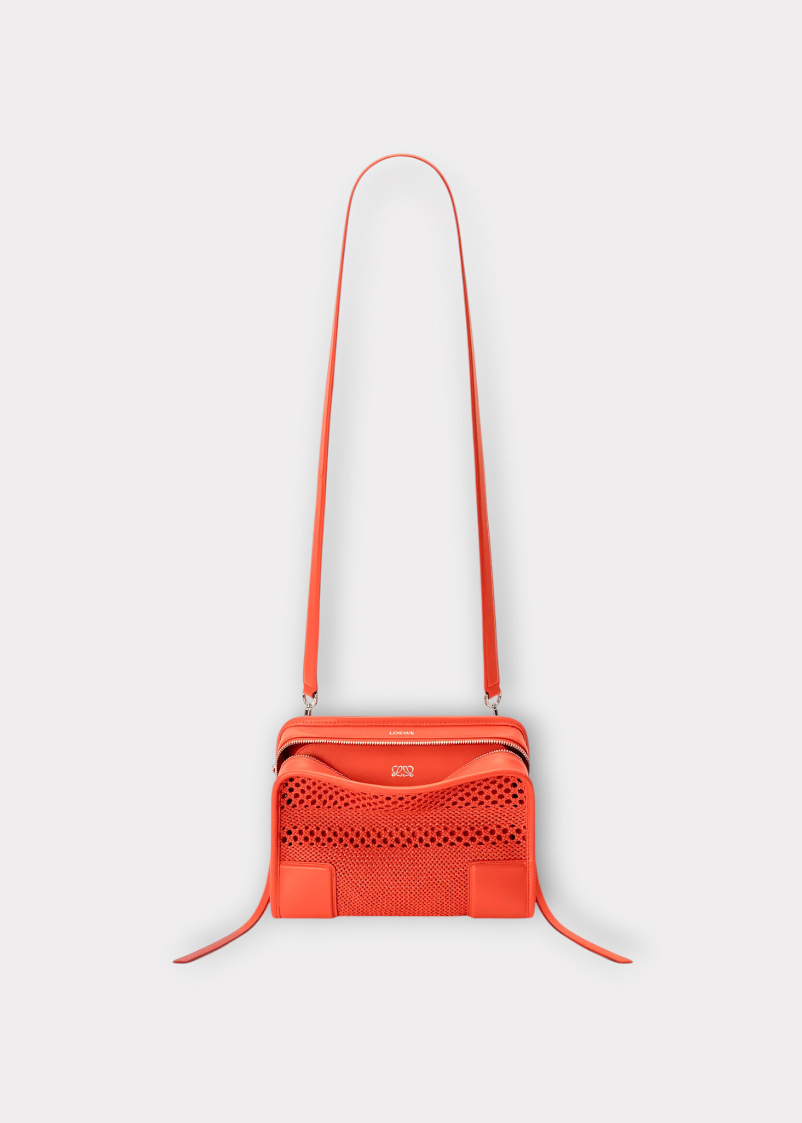 Loewe Loewe Bag, Orange, Amazona 180 Woven Calfskin Bag In Sunrise Orange