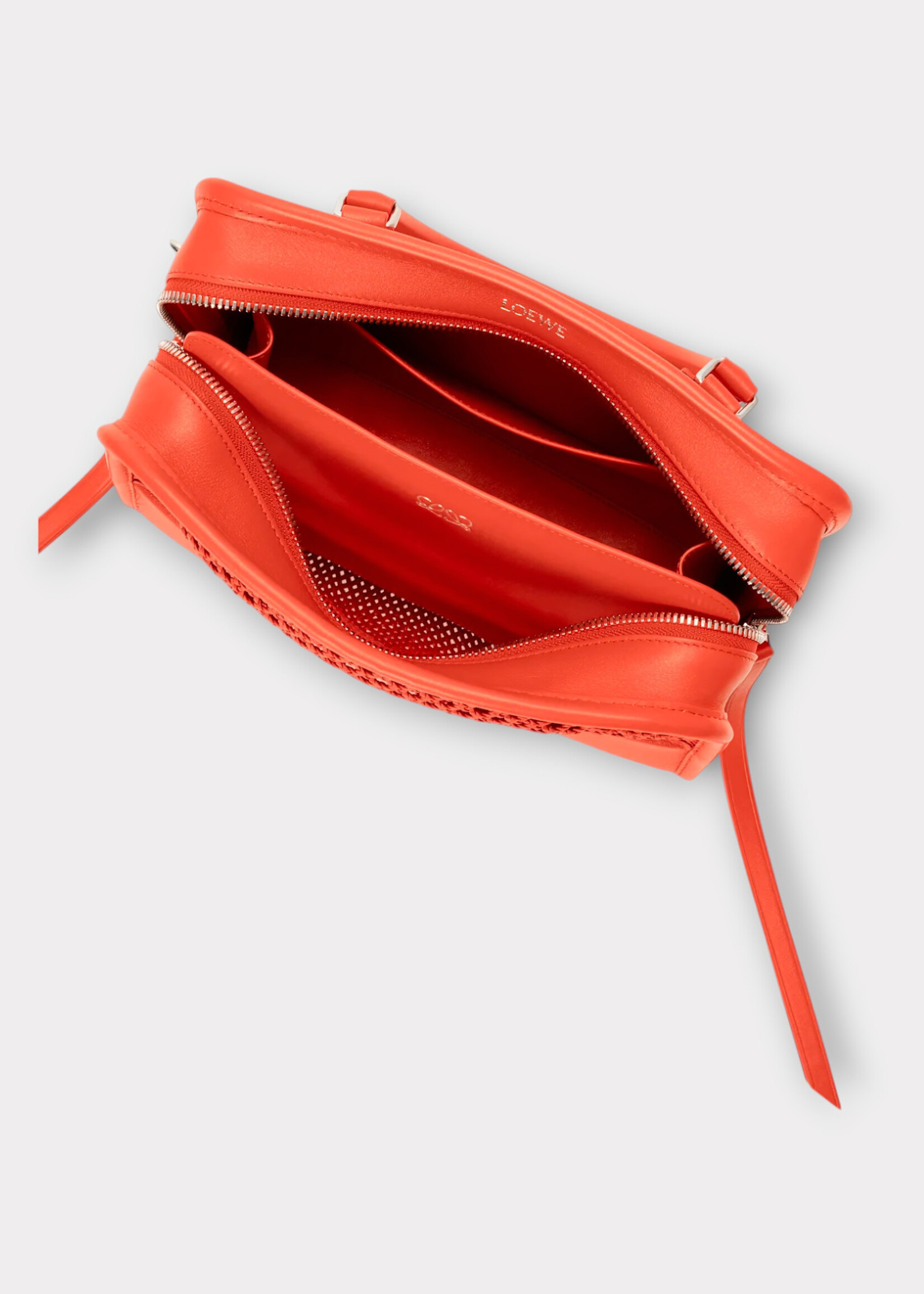 Loewe Loewe Bag, Orange, Amazona 180 Woven Calfskin Bag In Sunrise Orange